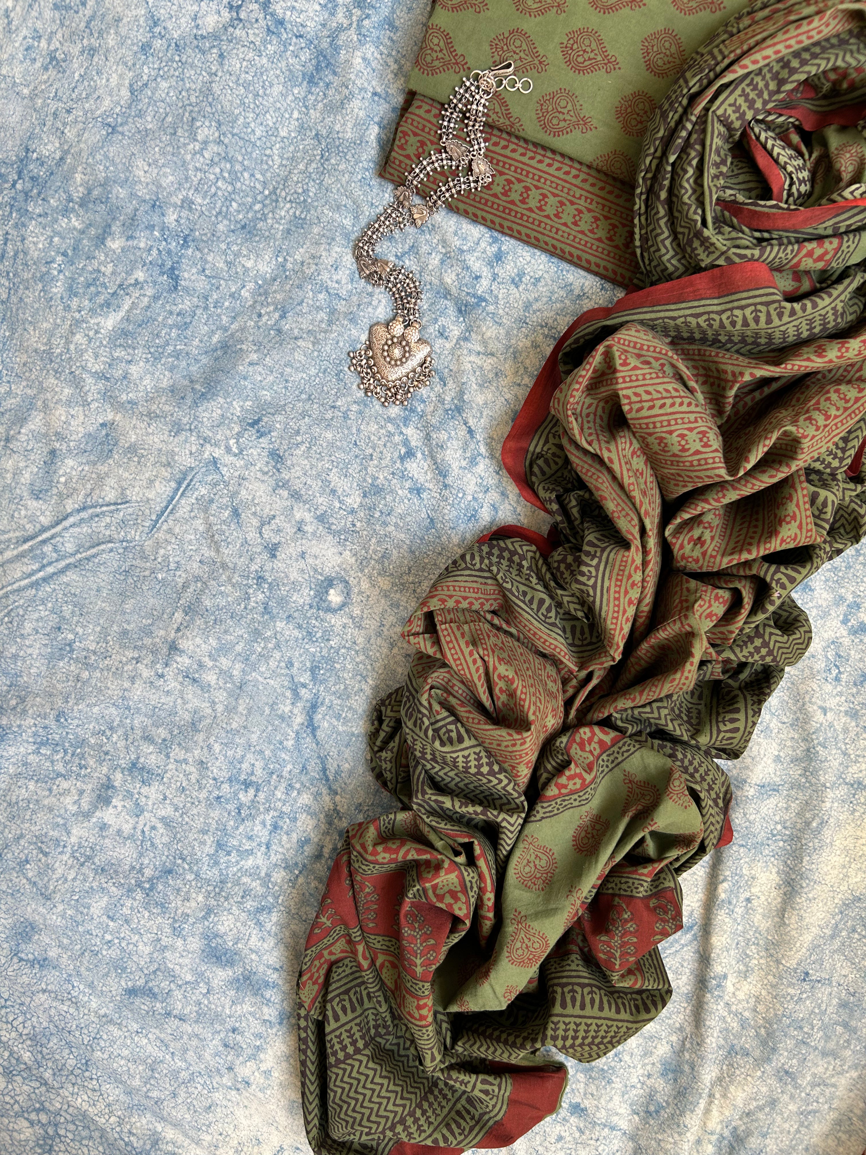Natural Dyed Bagh Block Print Cotton Suit