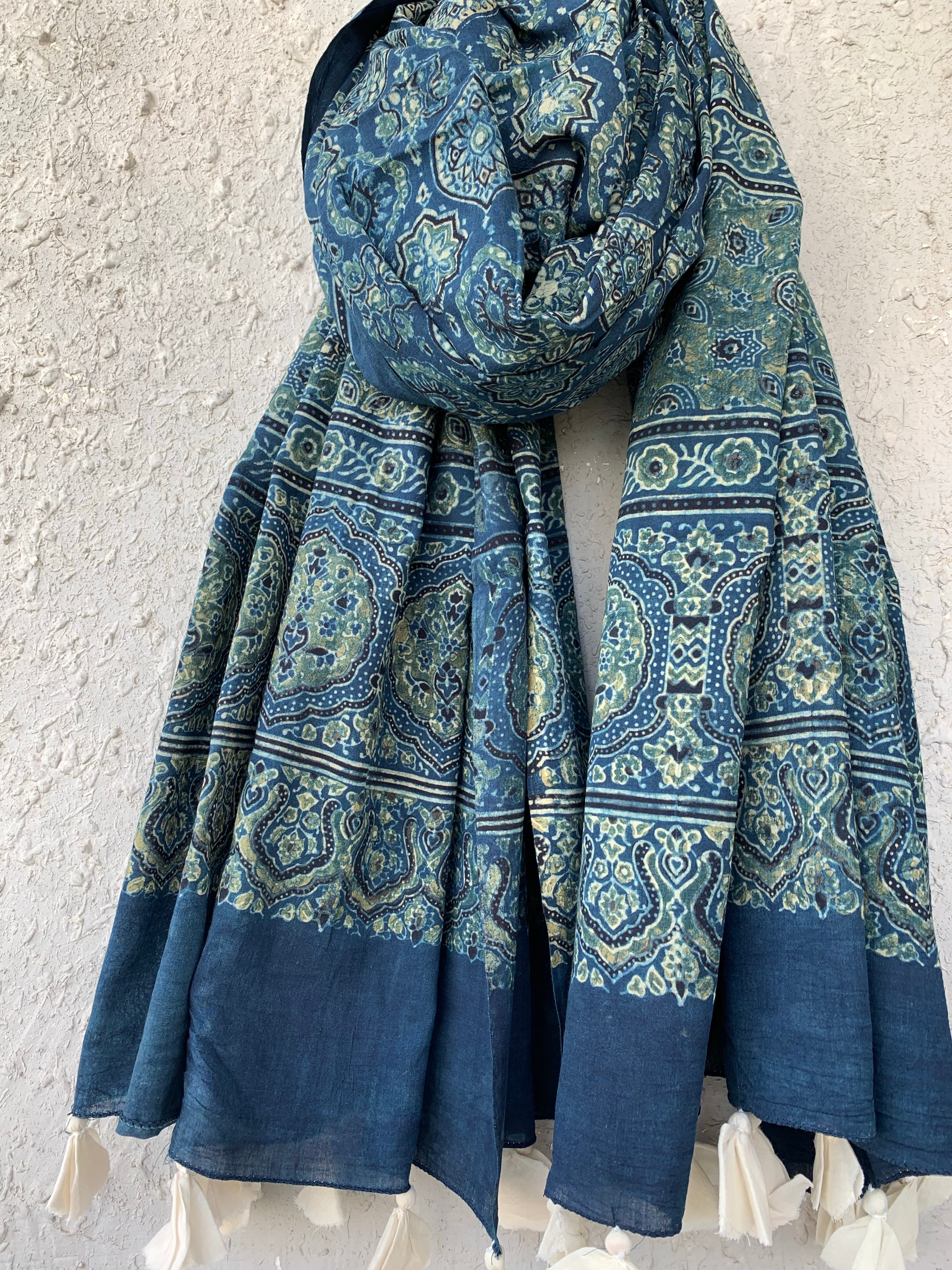 Handblock Ajrakh Dupatta