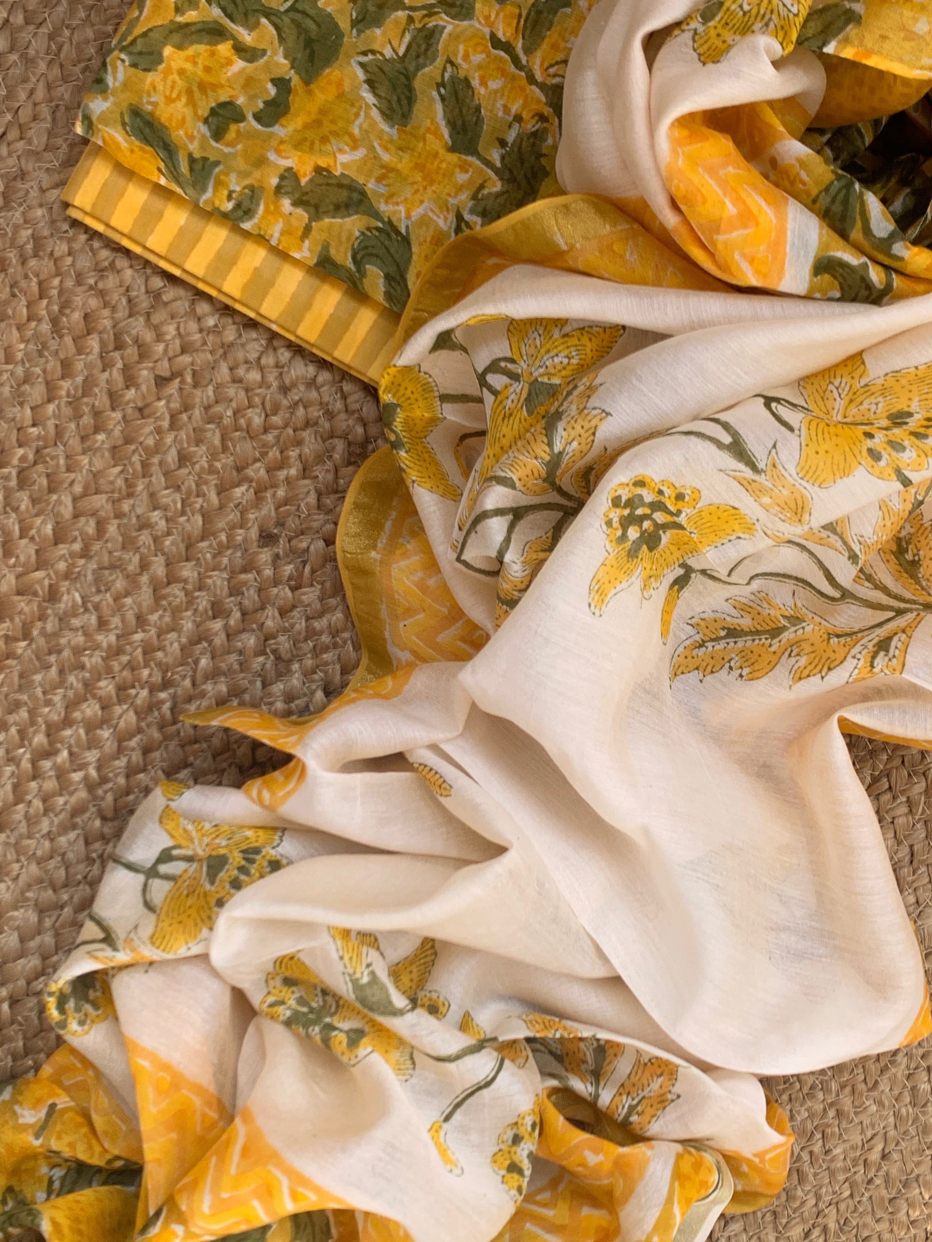 Handblock Chanderi Silk Cotton Suit