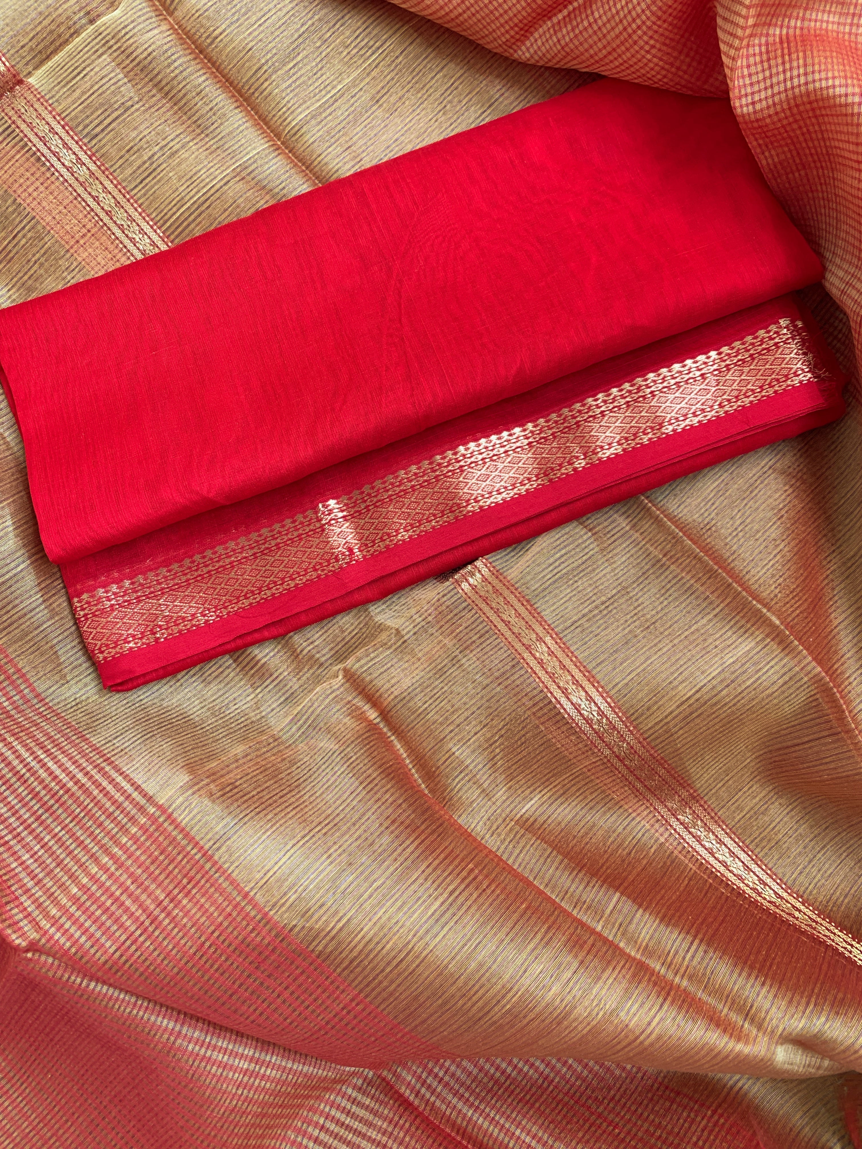 Handwoven Maheshwari Kurta dupatta set