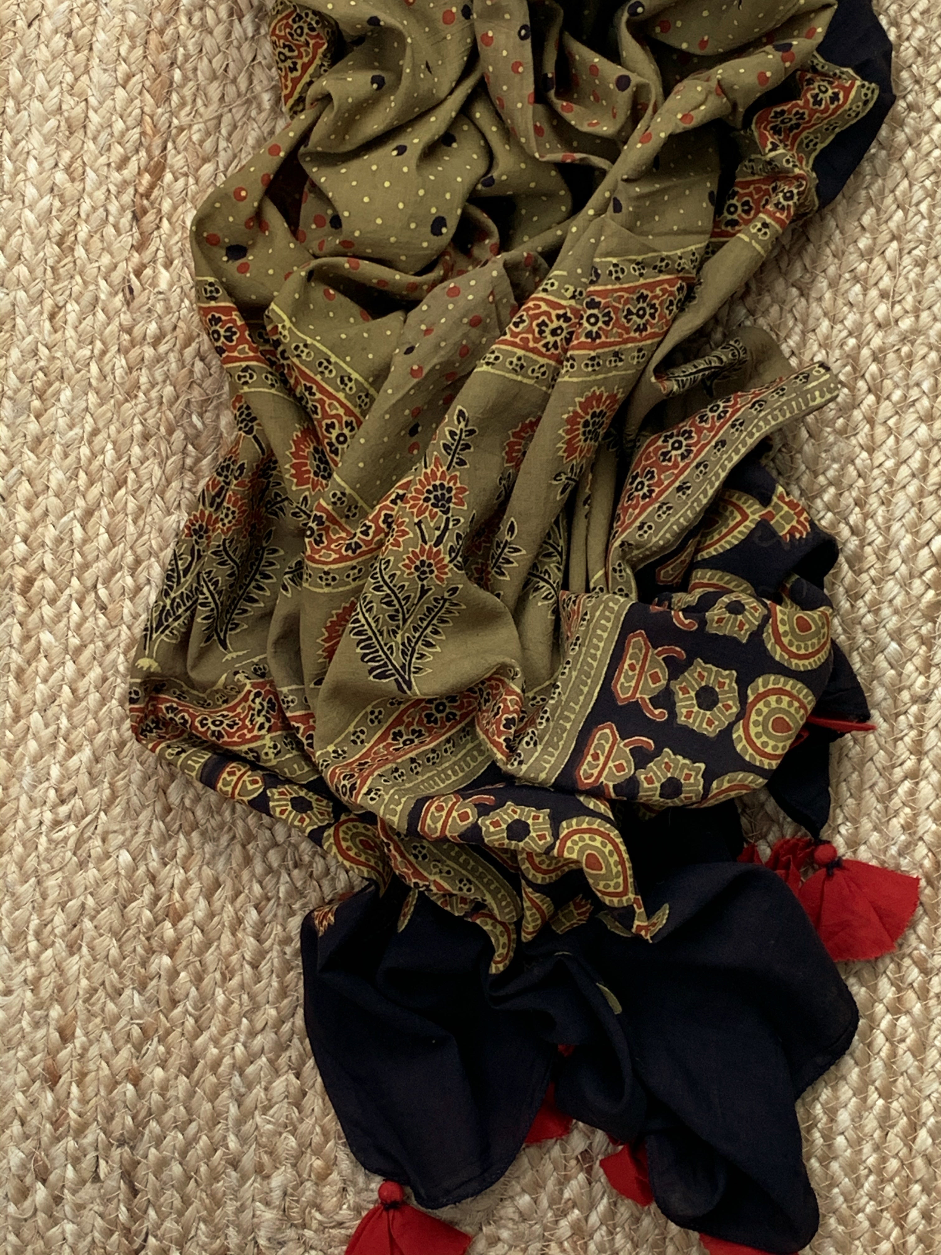 Handcrafted Bandhani Ajrakh Cotton Suit