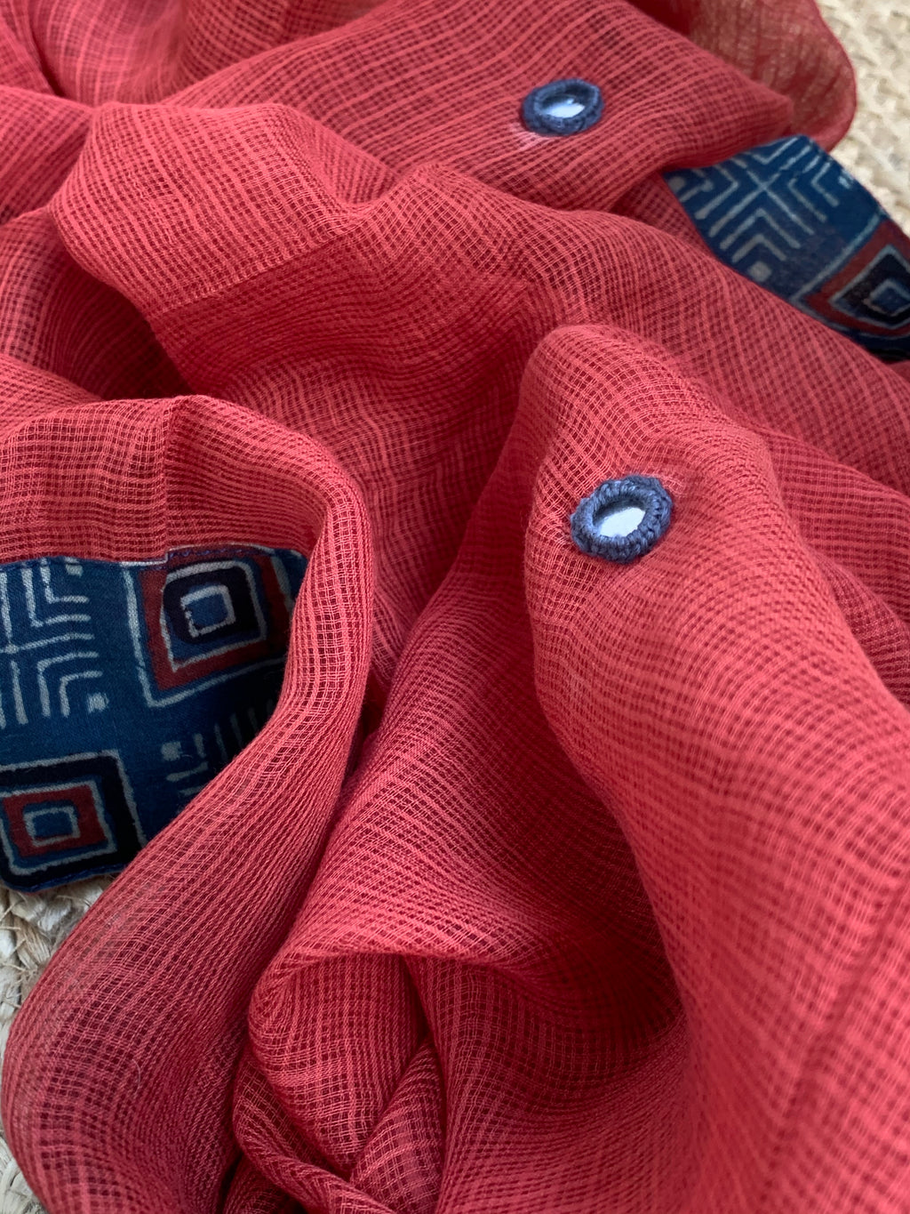 Handblock Ajrakh Cotton Kota Suit