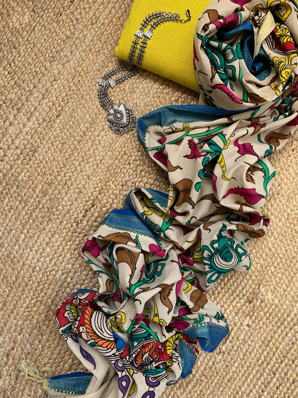 Handwoven Handcrafted Kalamkari Kurta Dupatta Set