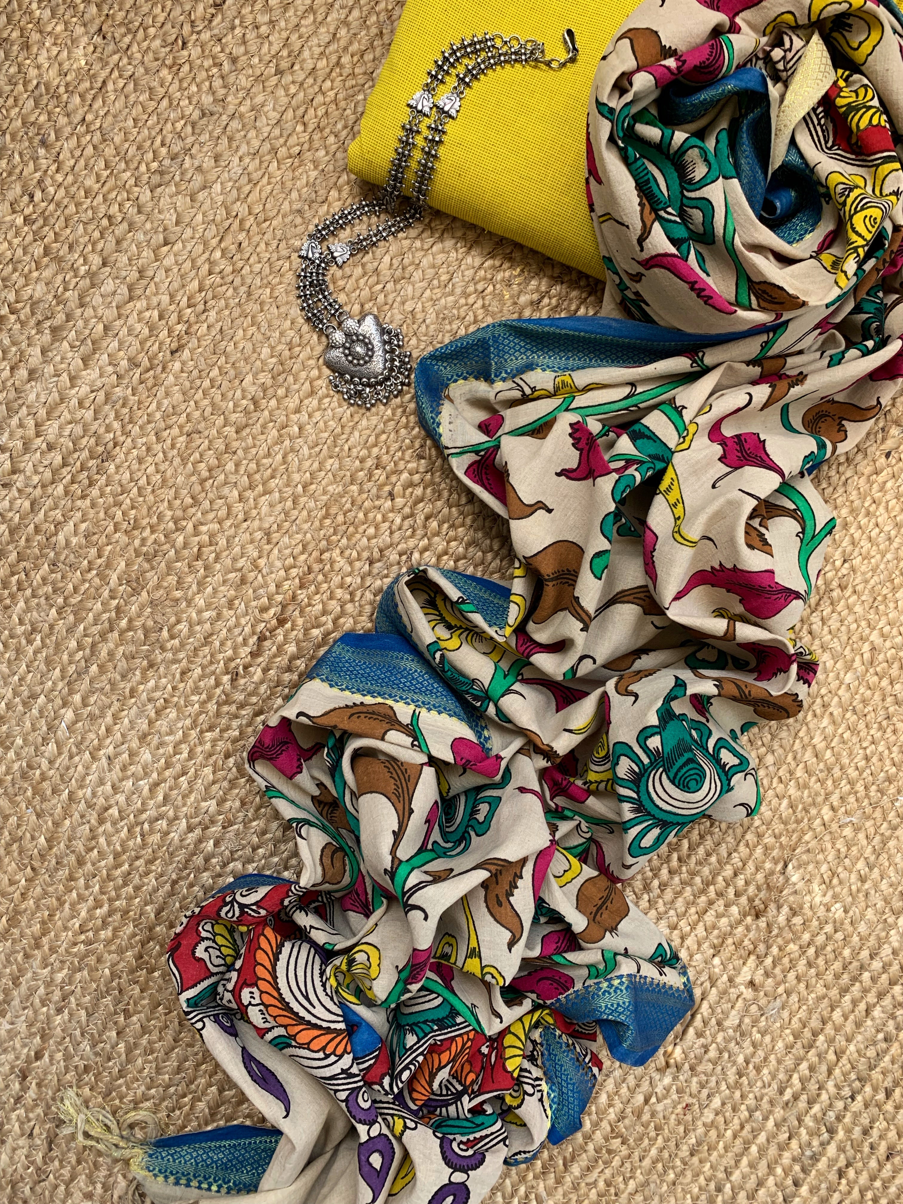 Handwoven Handcrafted Kalamkari Kurta Dupatta Set