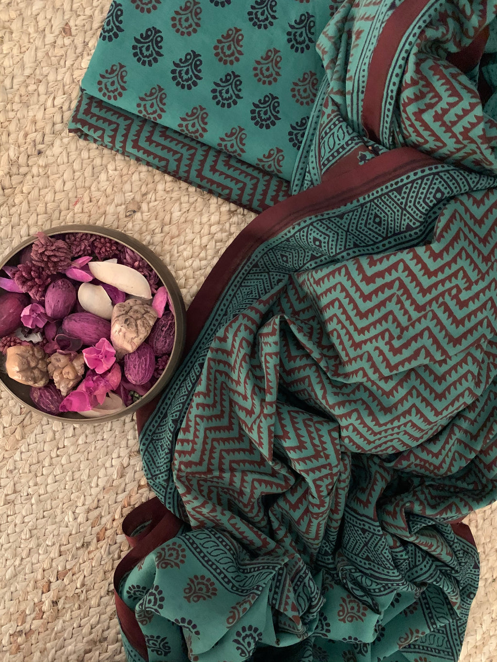 Natural Dyed Bagh Handblock Cotton Suit