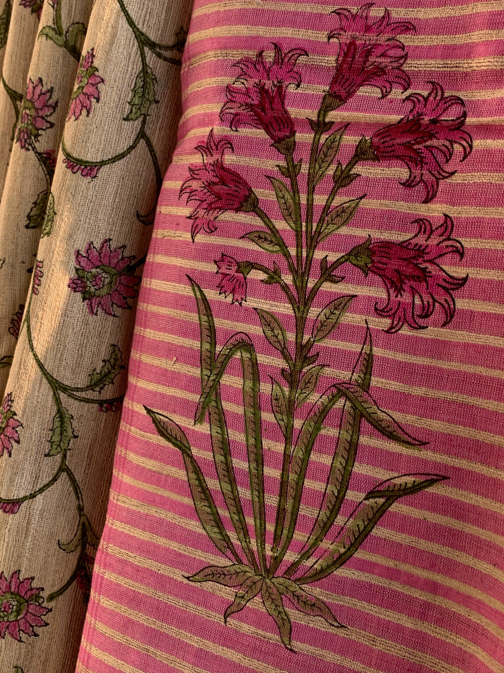 Handwoven & Handblock Printed Tussar Ghicha Saree