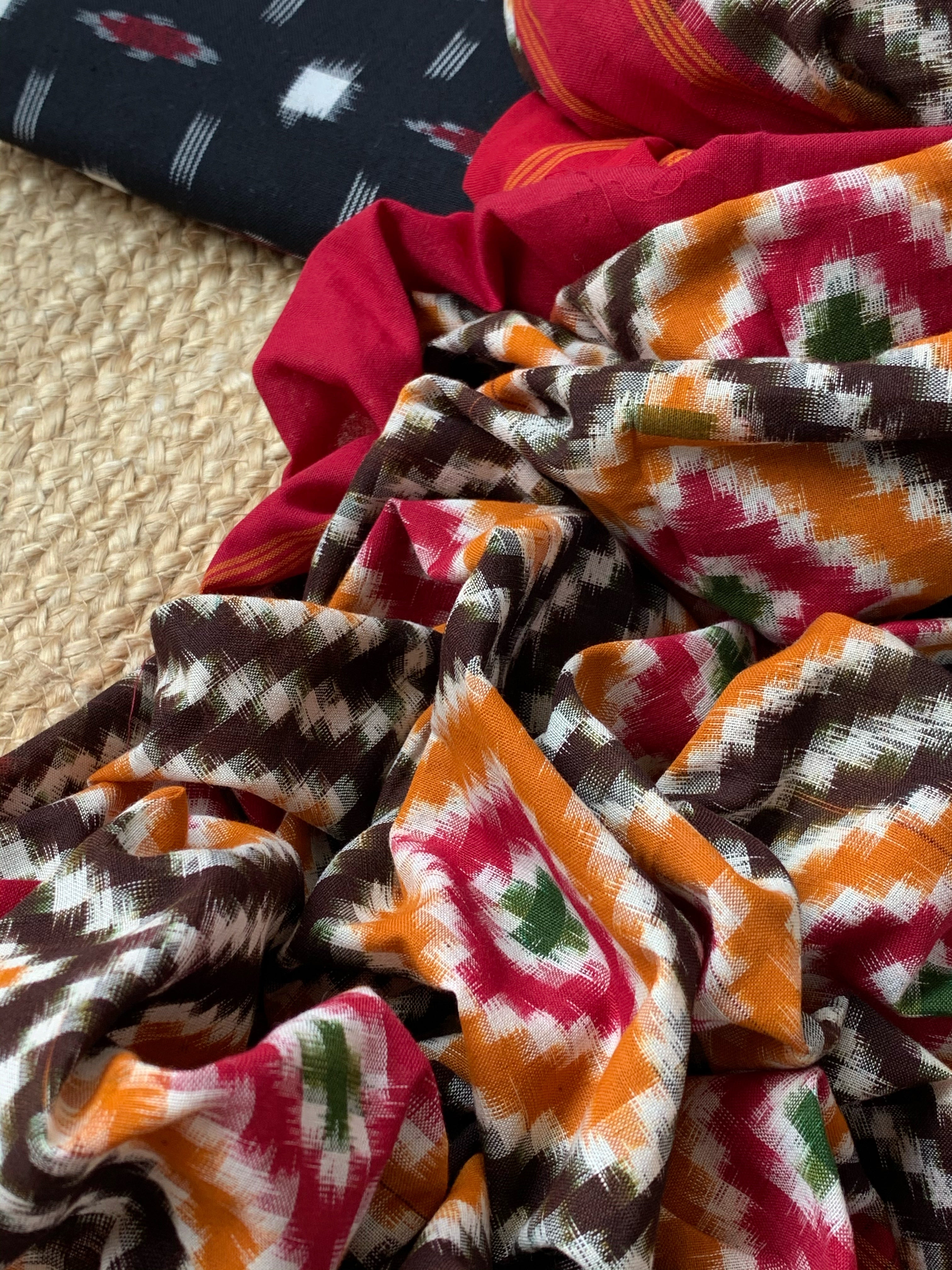 Handwoven Double Ikat Kurta Dupatta Set