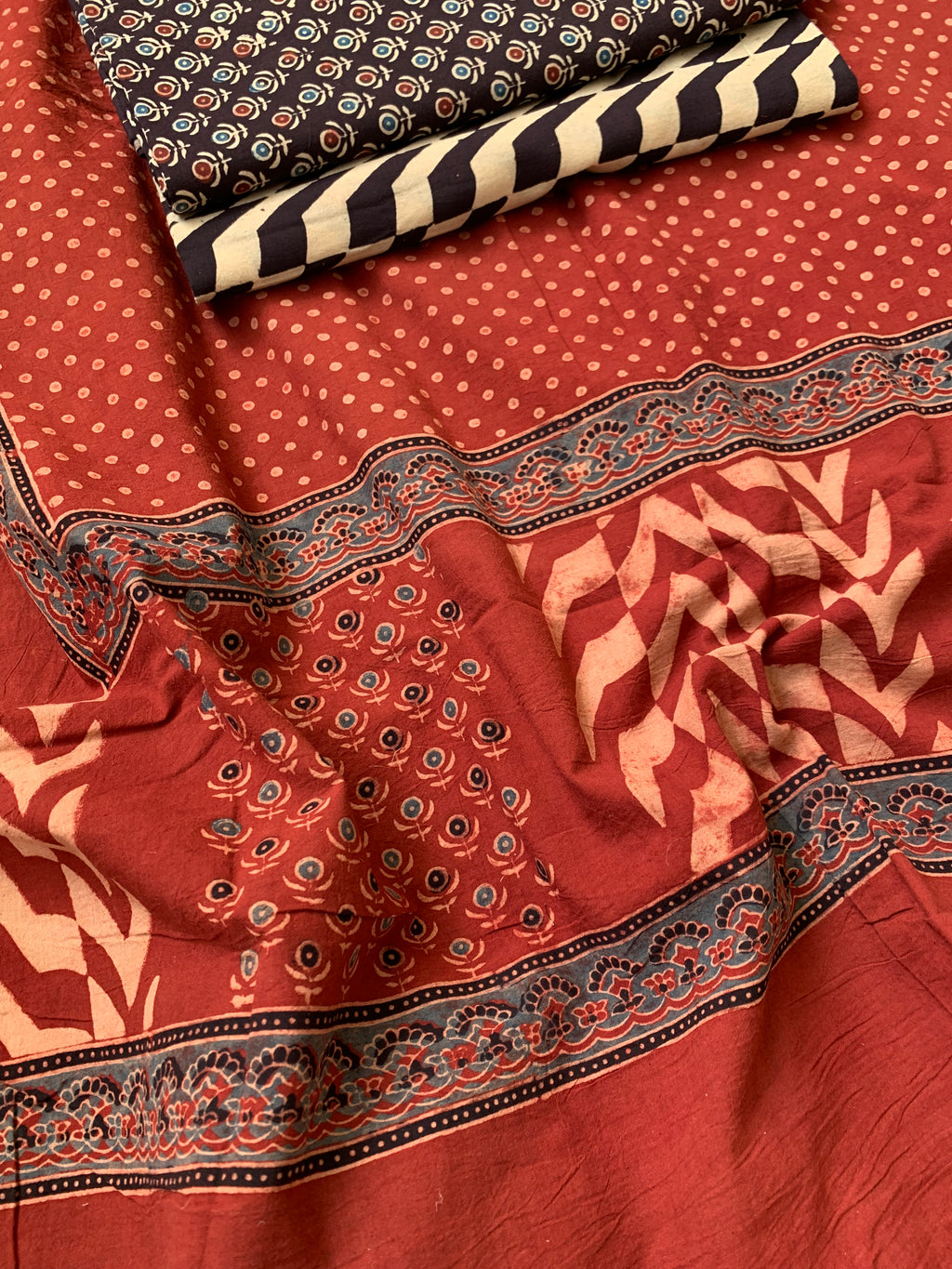 Natural Dyes Handblock Ajrakh Cotton Suit