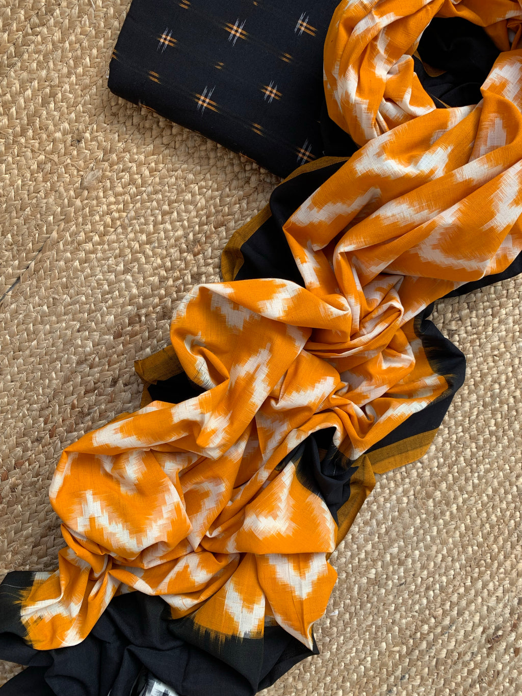 Handwoven Double Ikat Kurta  Dupatta set
