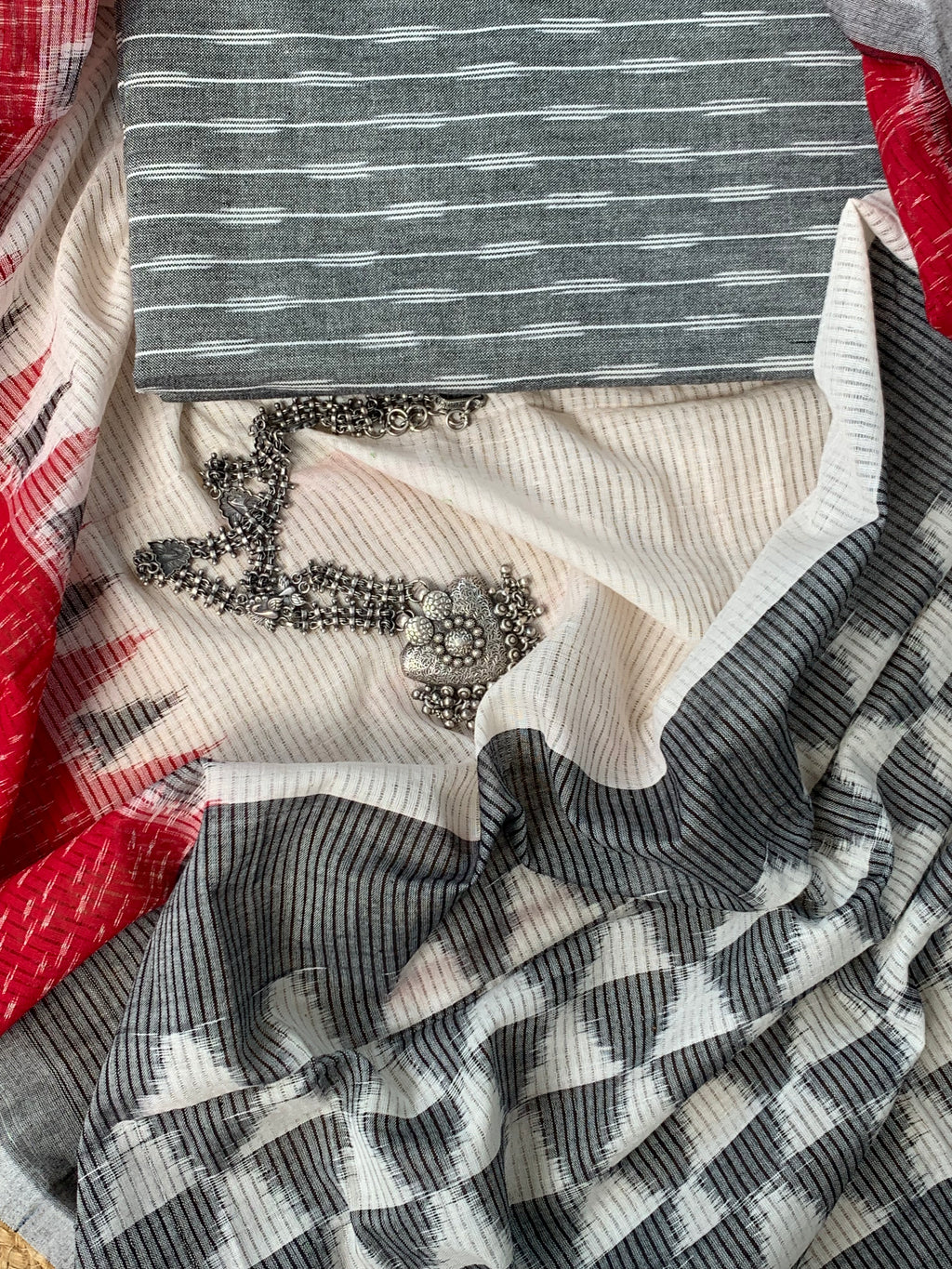Ikat Weaving Kurta Dupatta Set