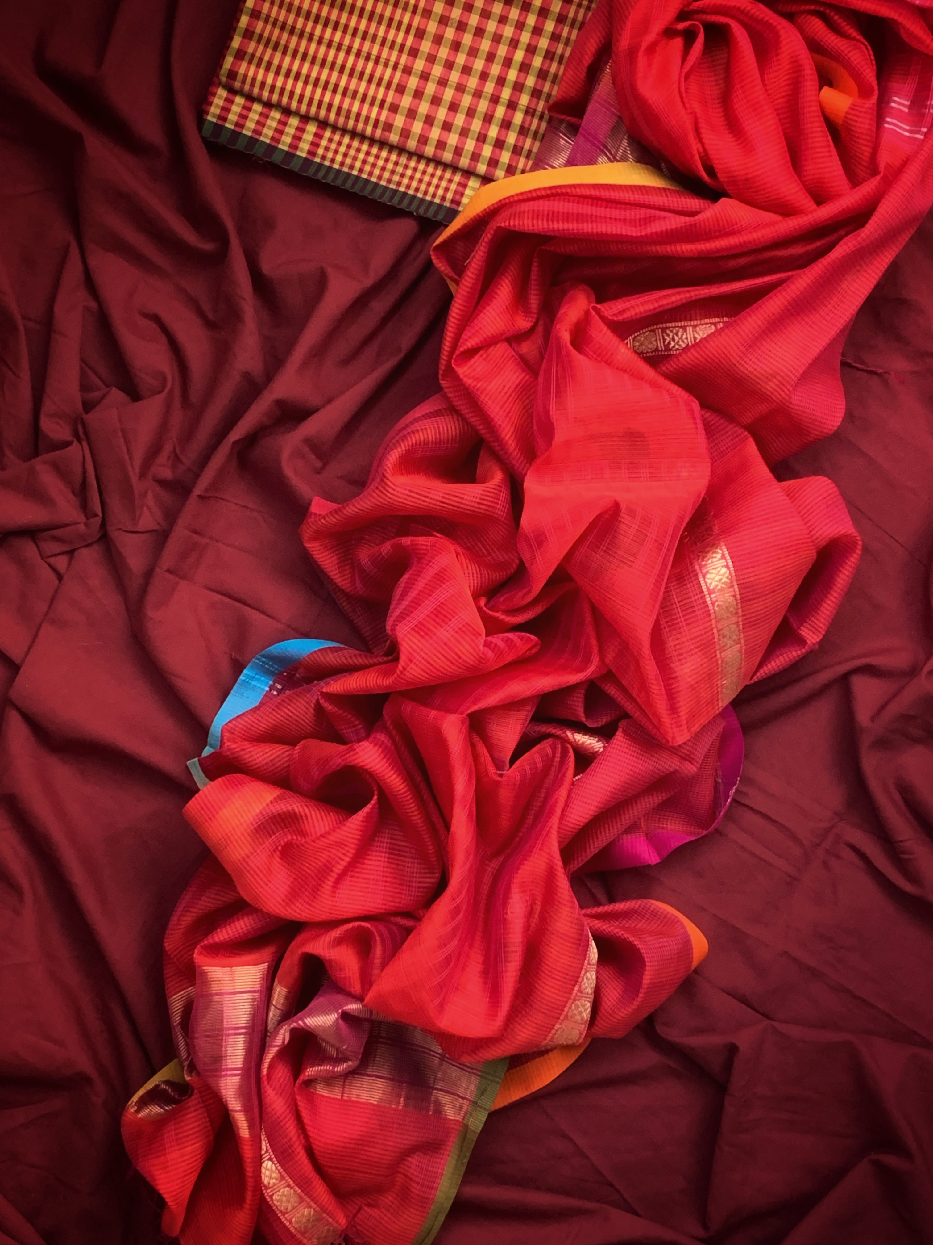 Handwoven Maheshwari Kurta dupatta set