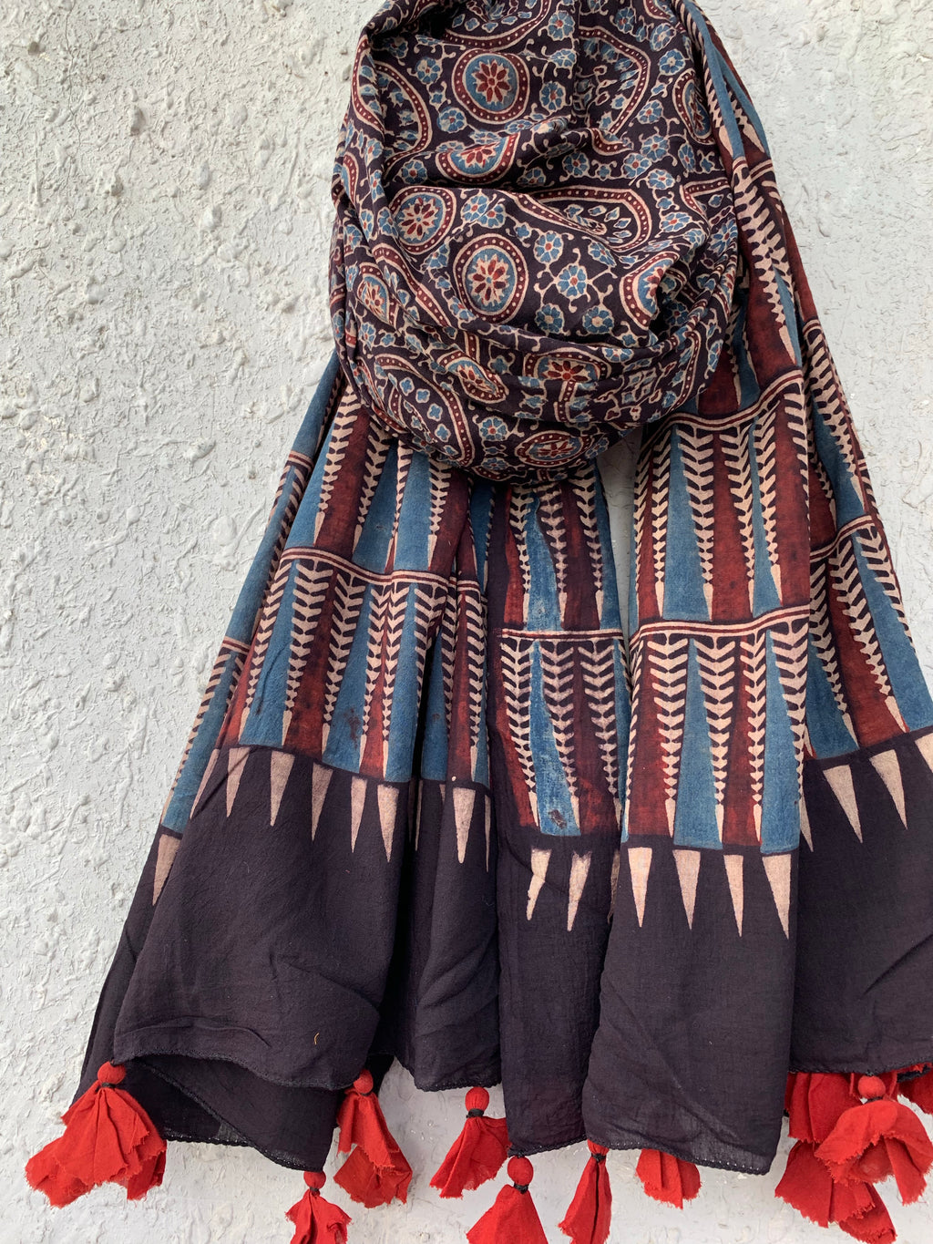 Handblock Ajrakh Dupatta