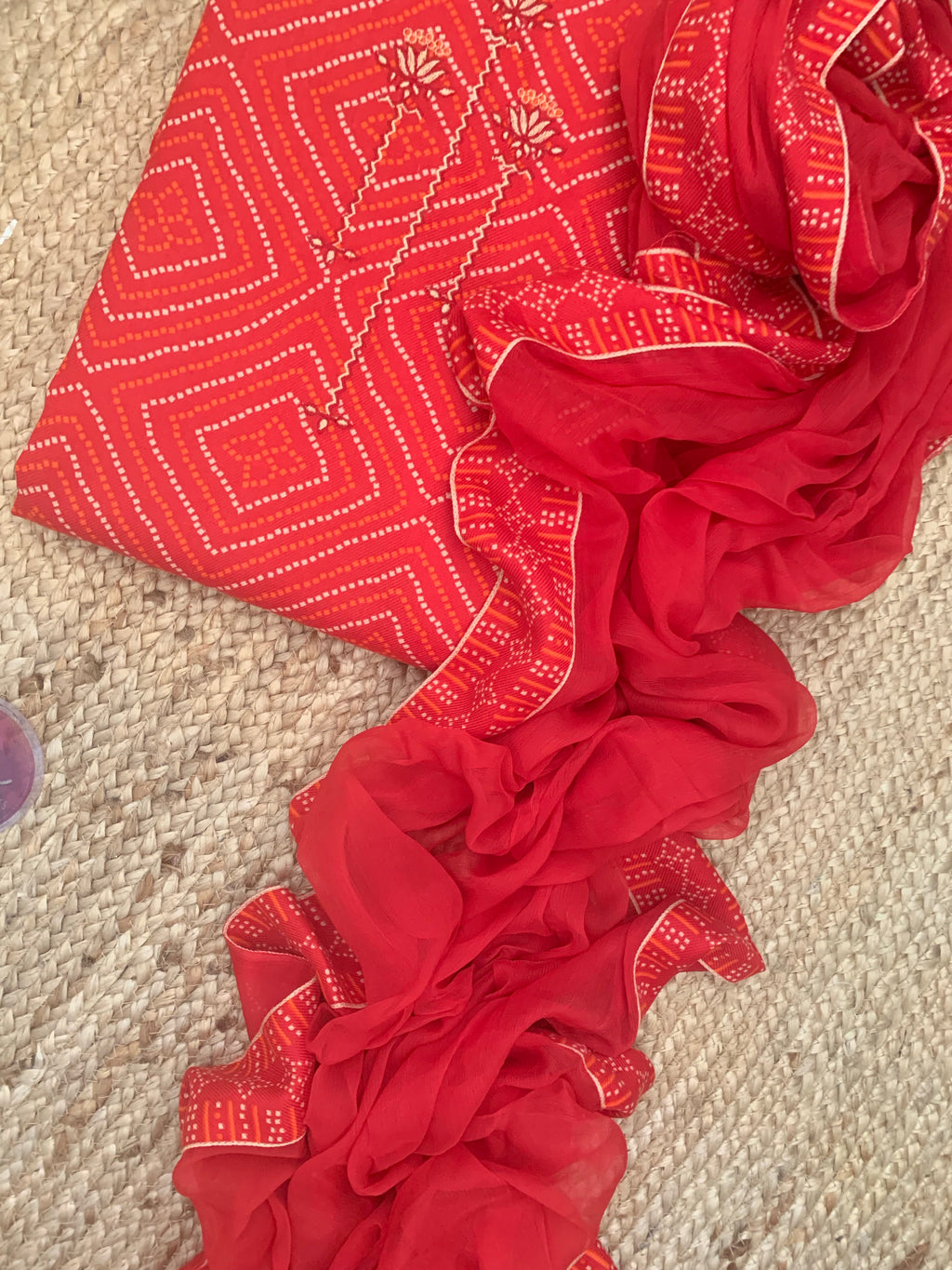 Vermilion Red Wool Pashmina Suit