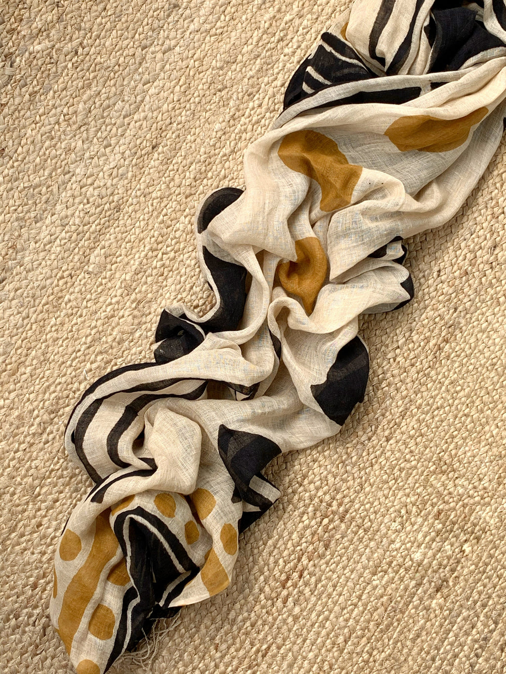 Handblock Printed Linen Dupatta