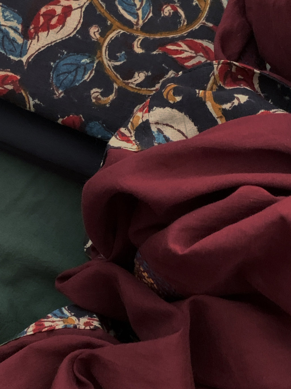 Handblock Kalamkari Cotton Mul Dupatta Suit