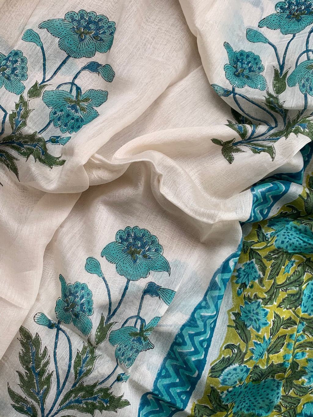 Handblock Chanderi Silk Cotton Suit