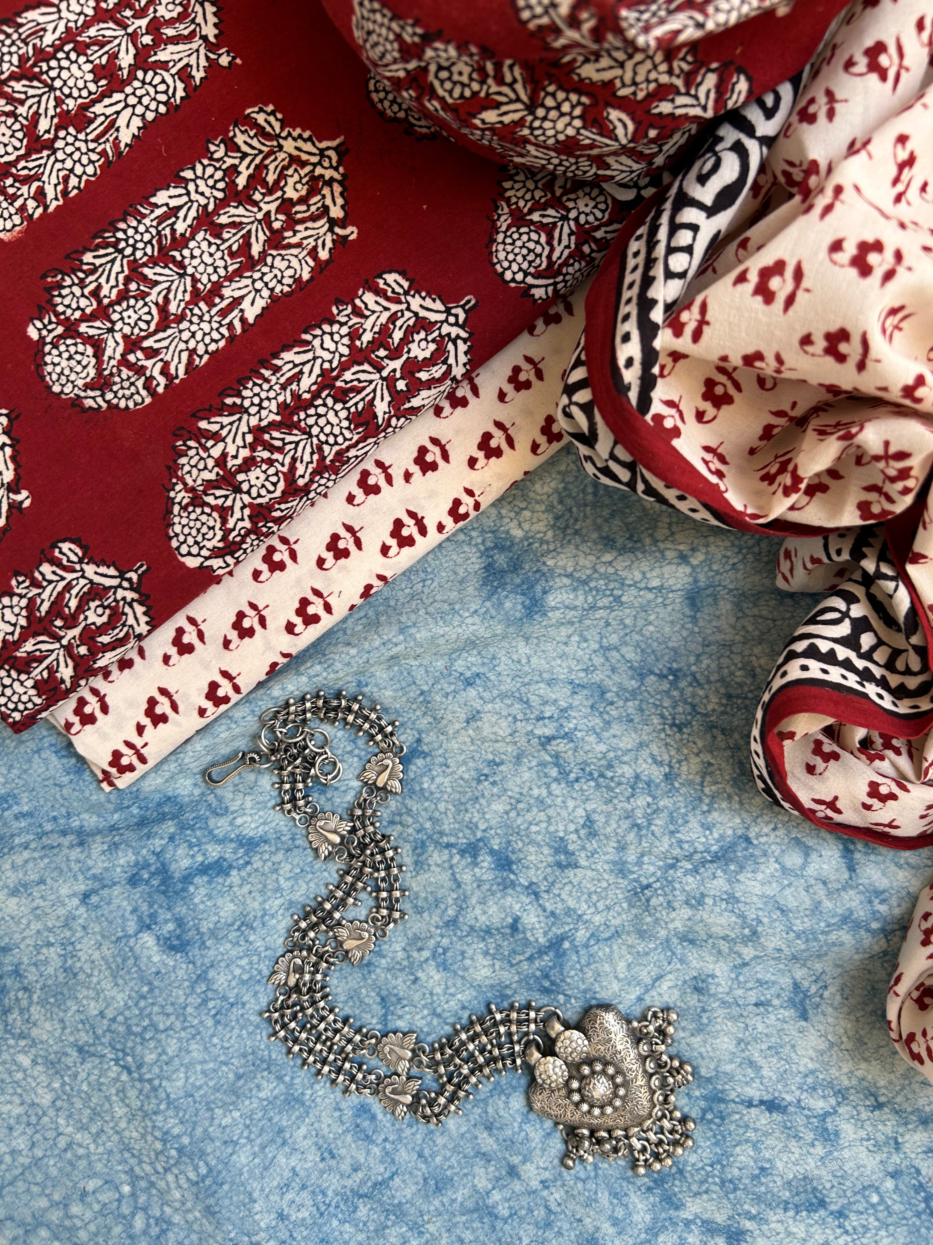 Natural Dyed Bagh Block Print Cotton Suit