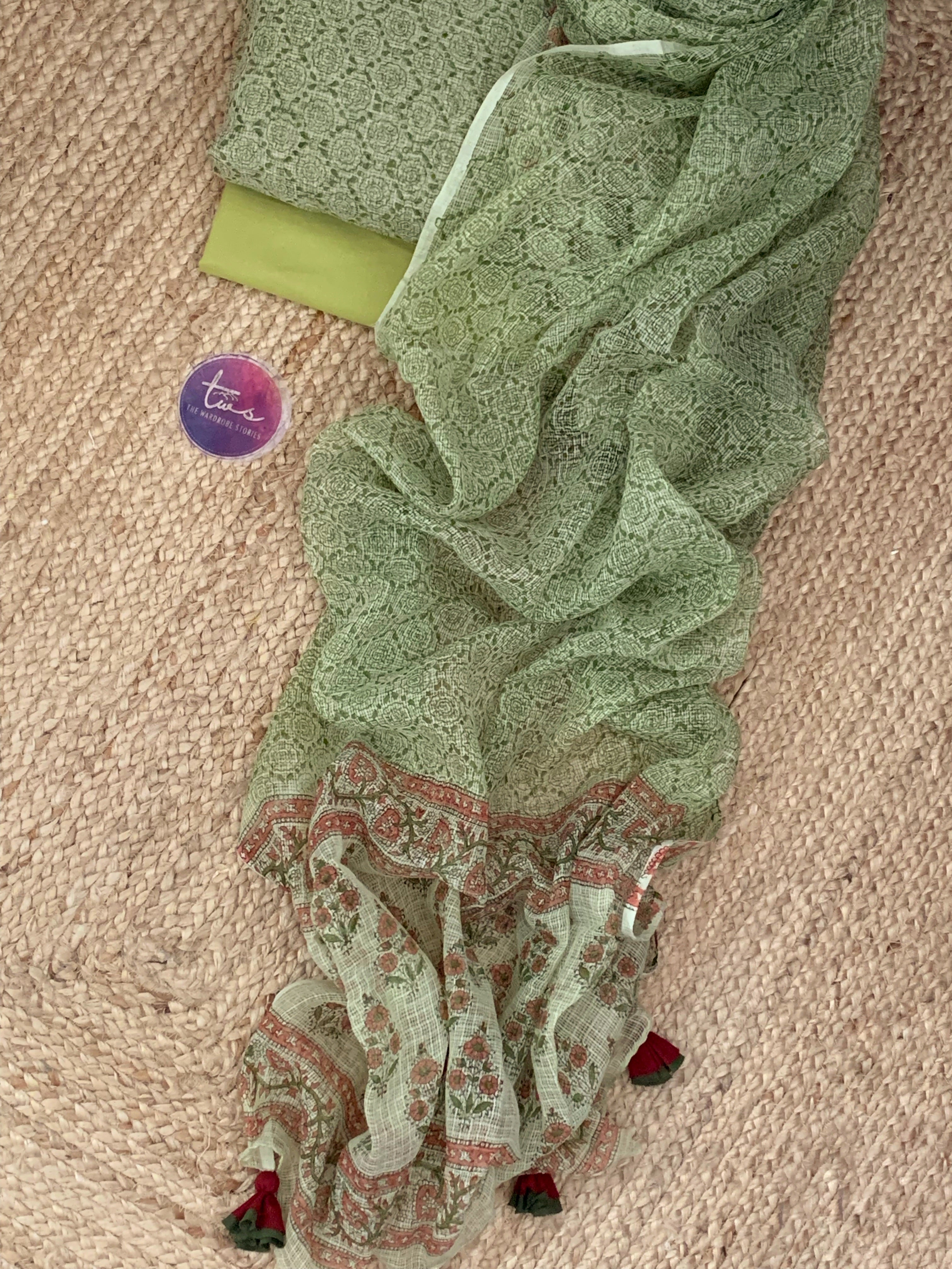 Pastel Green Handcrafted Kota Suit
