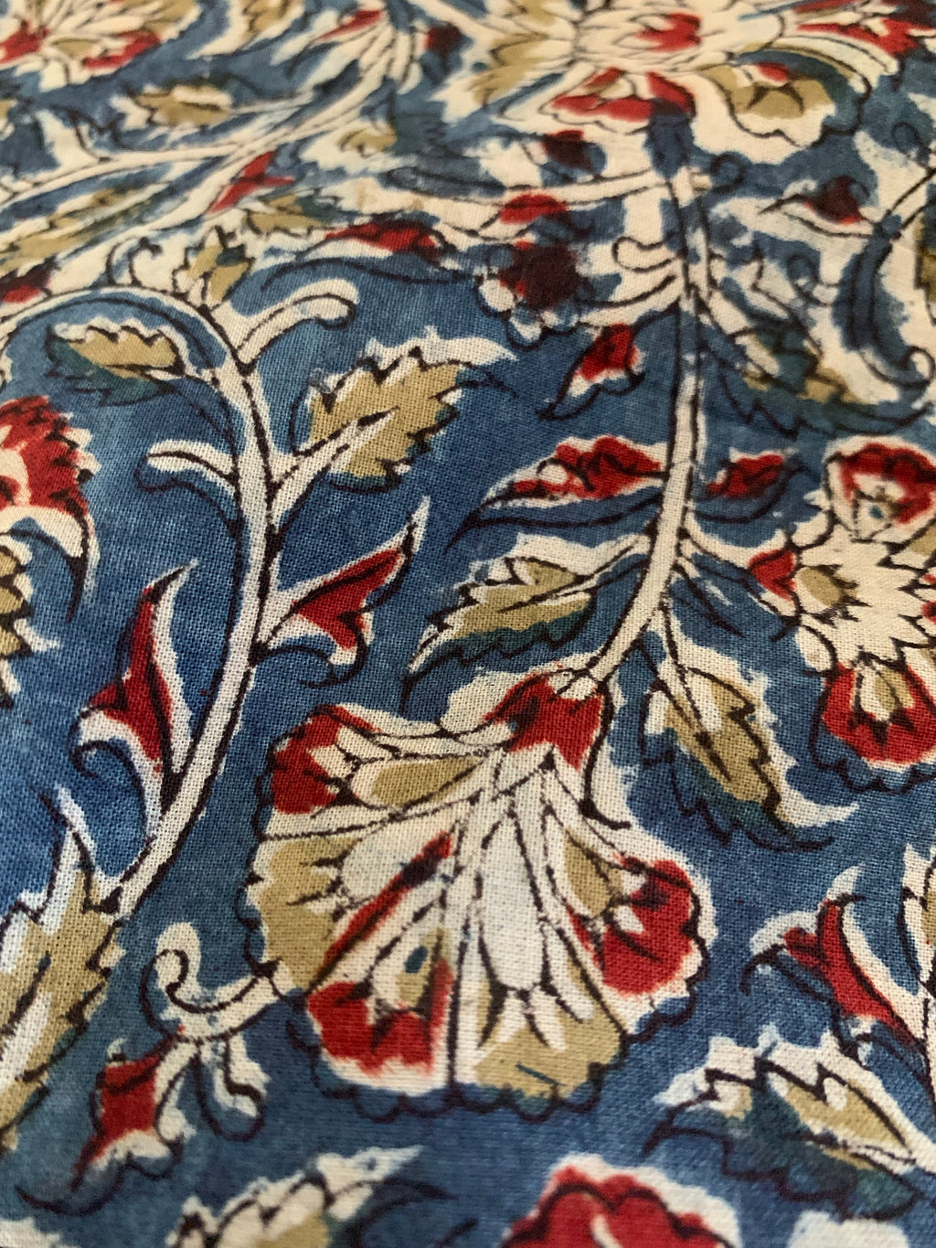 Hand Block Printed Kalamkari Natural Dyed Cotton Fabric 280/metre