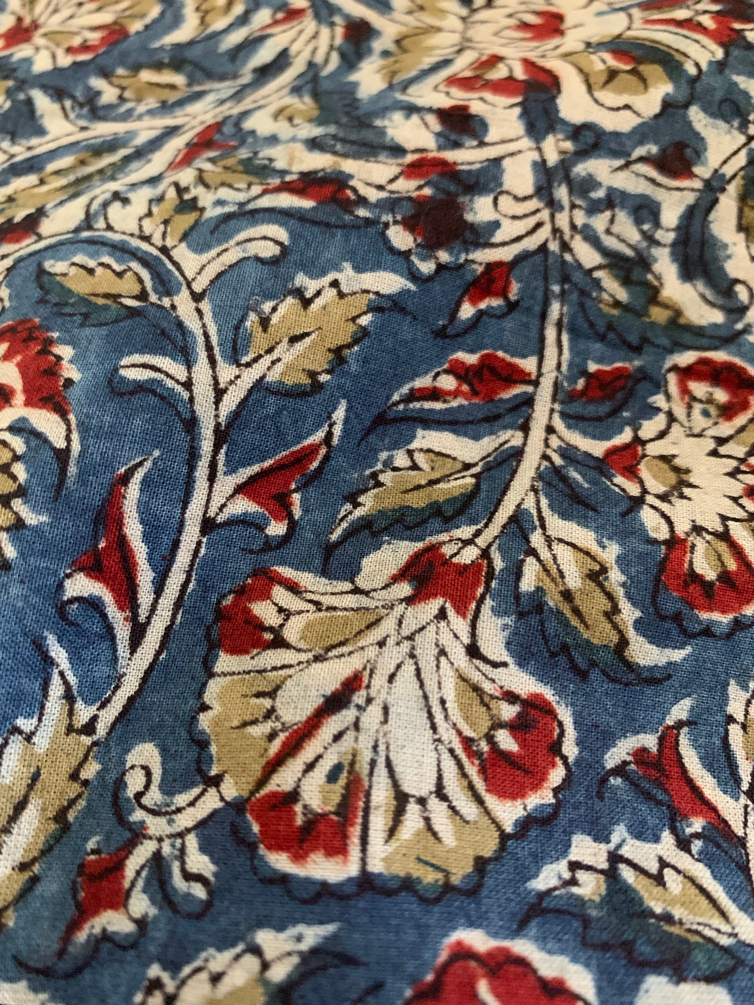 Hand Block Printed Kalamkari Natural Dyed Cotton Fabric 280/metre