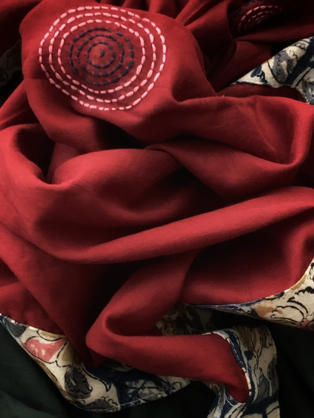 Handblock Kalamkari Cotton Mul Dupatta Suit