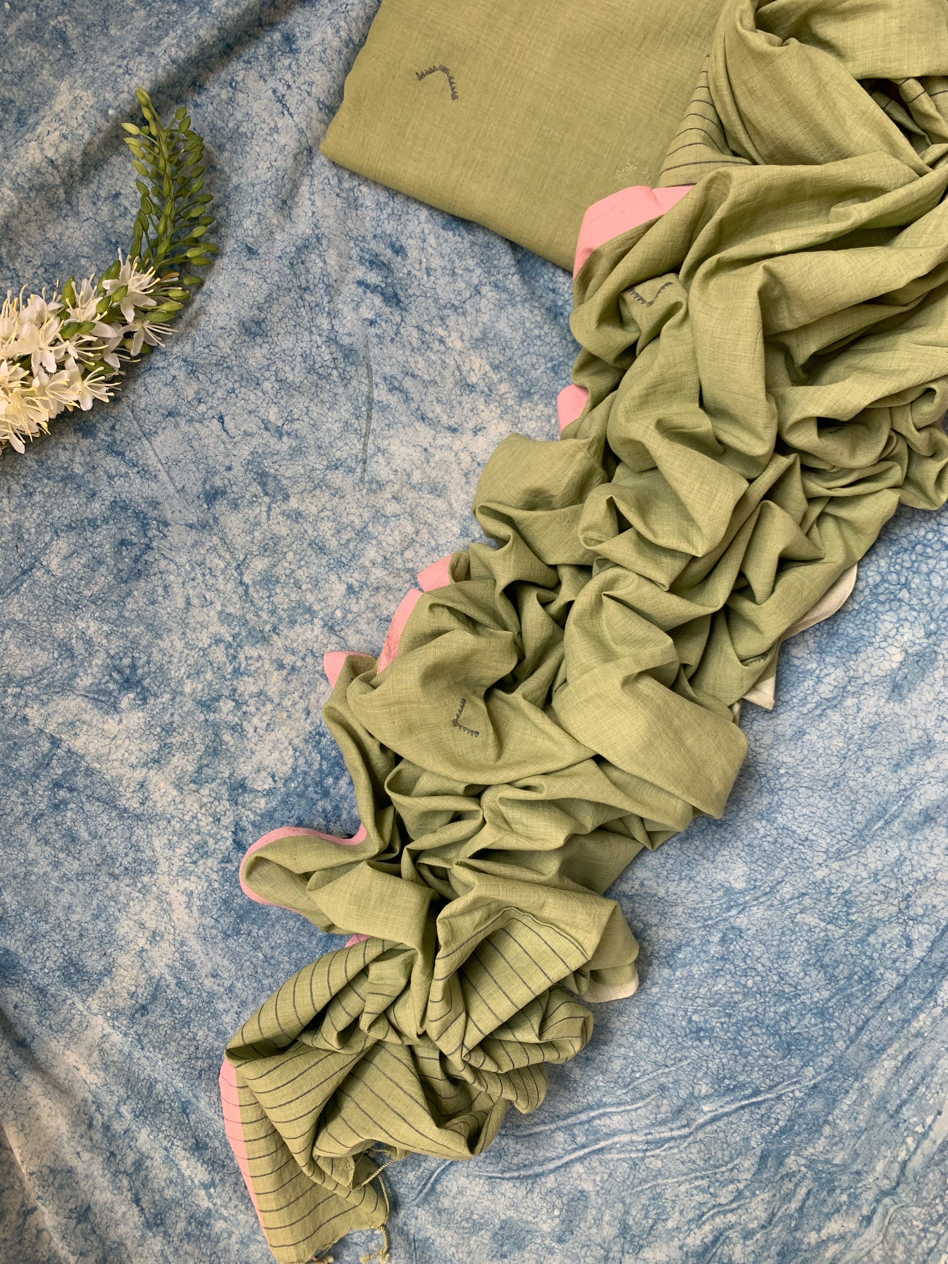 Jade- Handwoven Bengal Jamdani Kurta Dupatta set