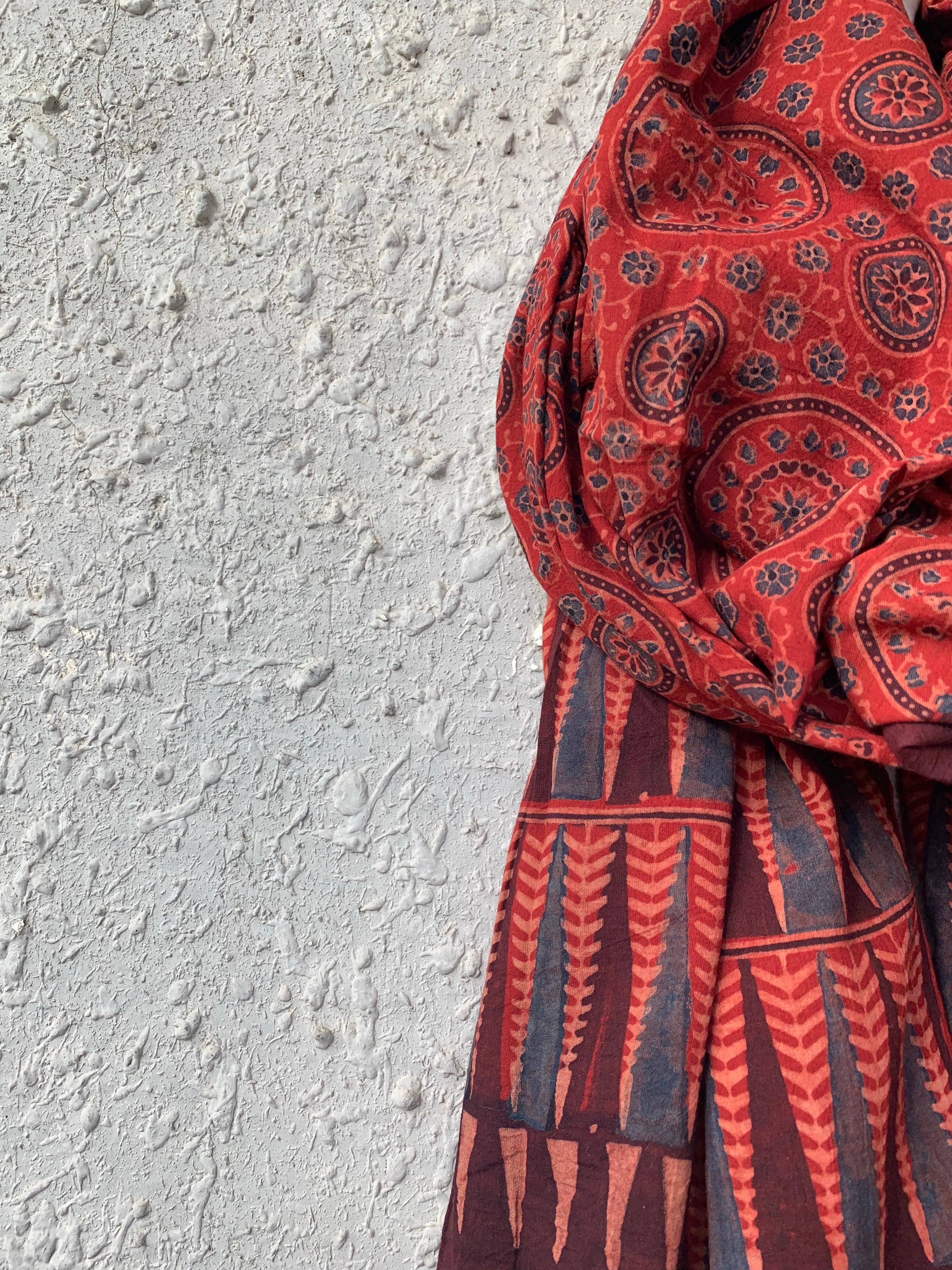 Handblock Ajrakh Dupatta