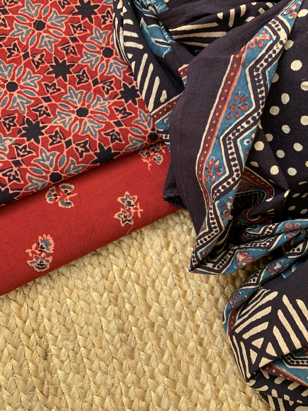 Natural Dyes Handblock Ajrakh Cotton Suit