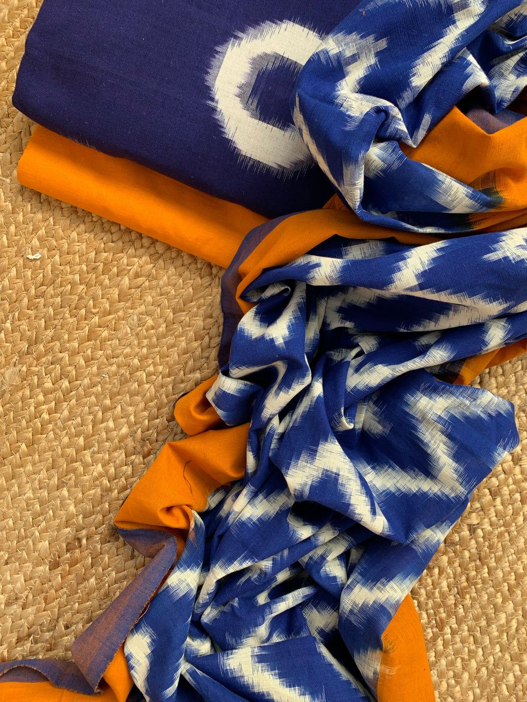 Handwoven Double Ikat Kurta  Dupatta set