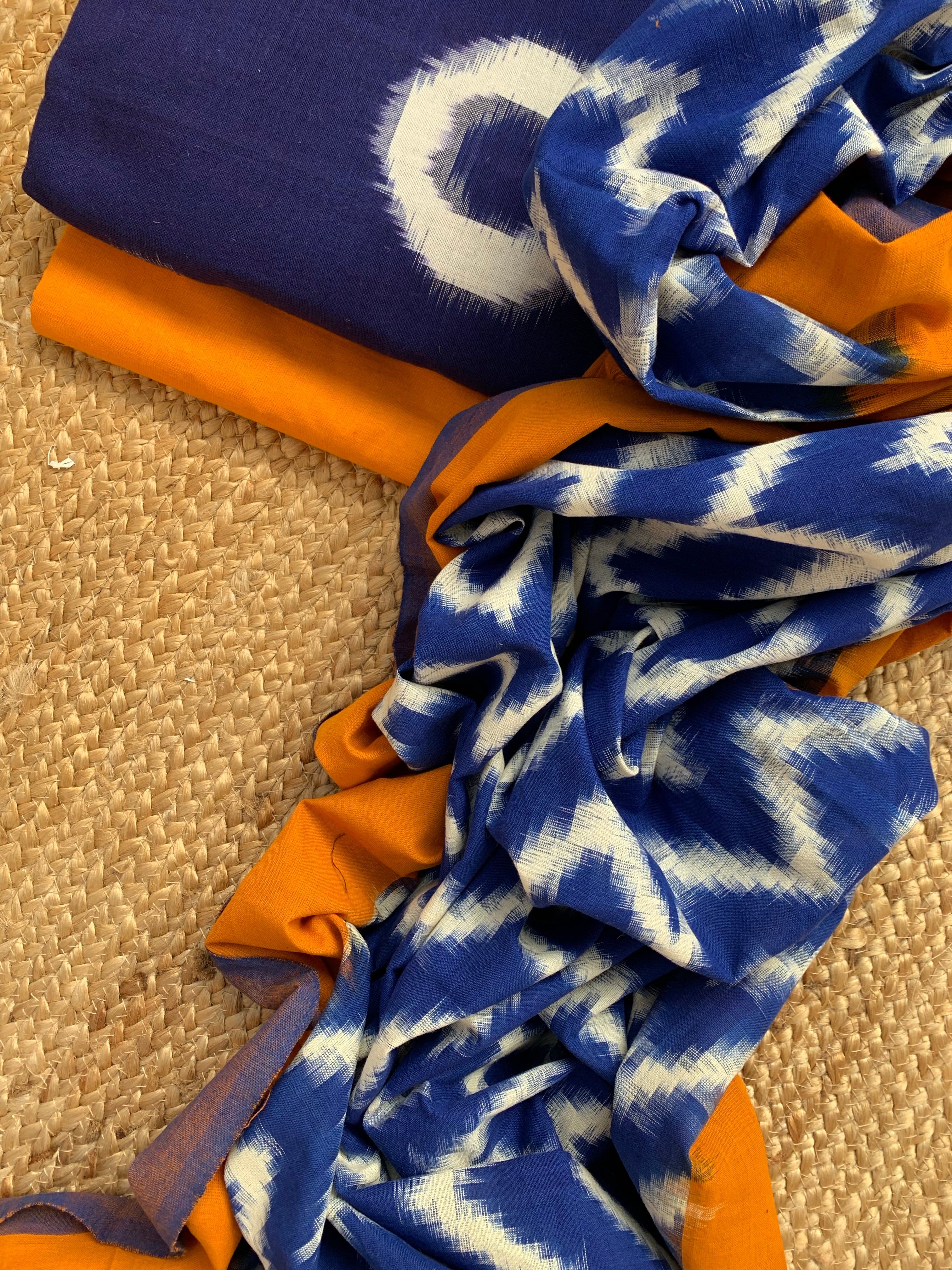 Handwoven Double Ikat Kurta  Dupatta set