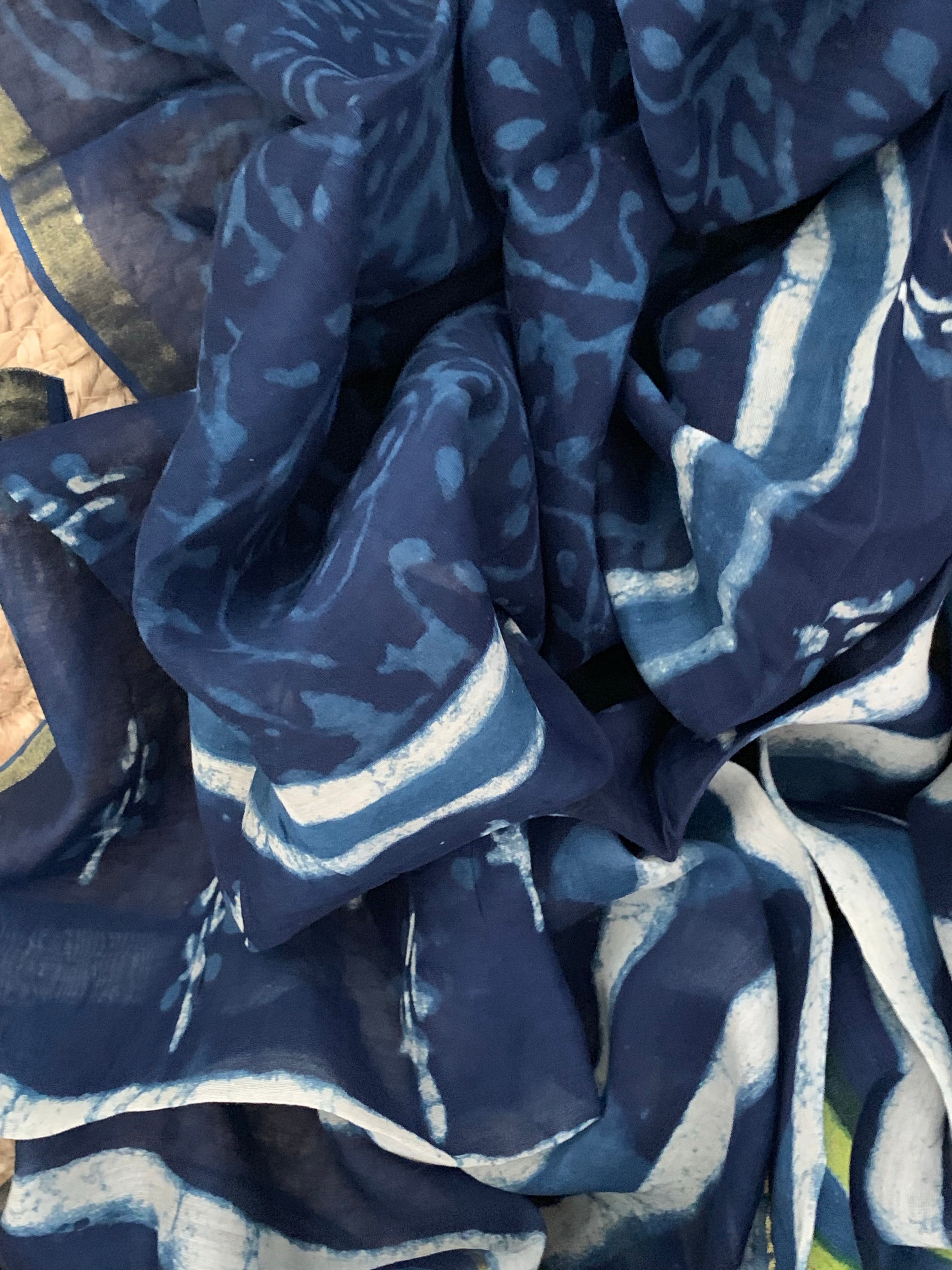 Handblock chanderi suit