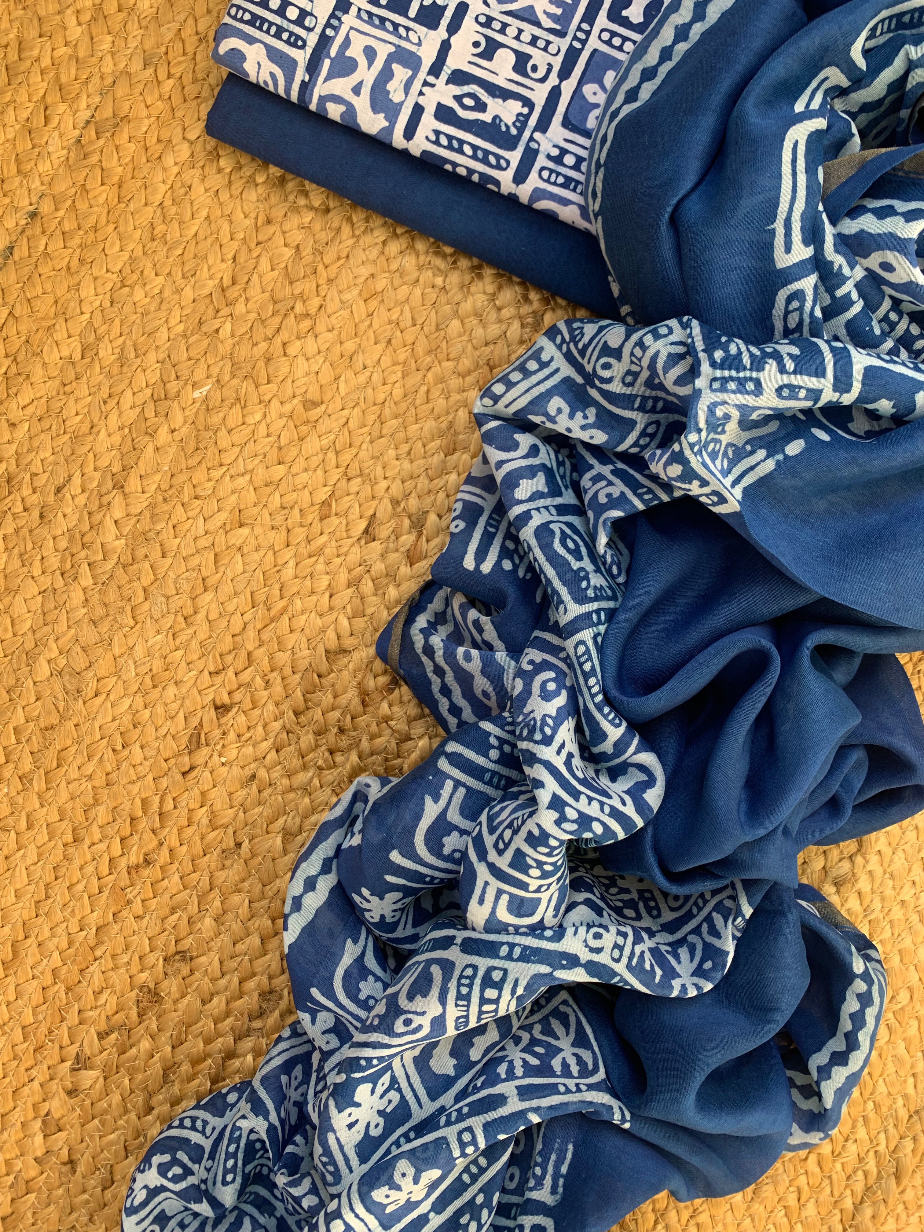 Handblock Batik Cotton Chanderi Suit