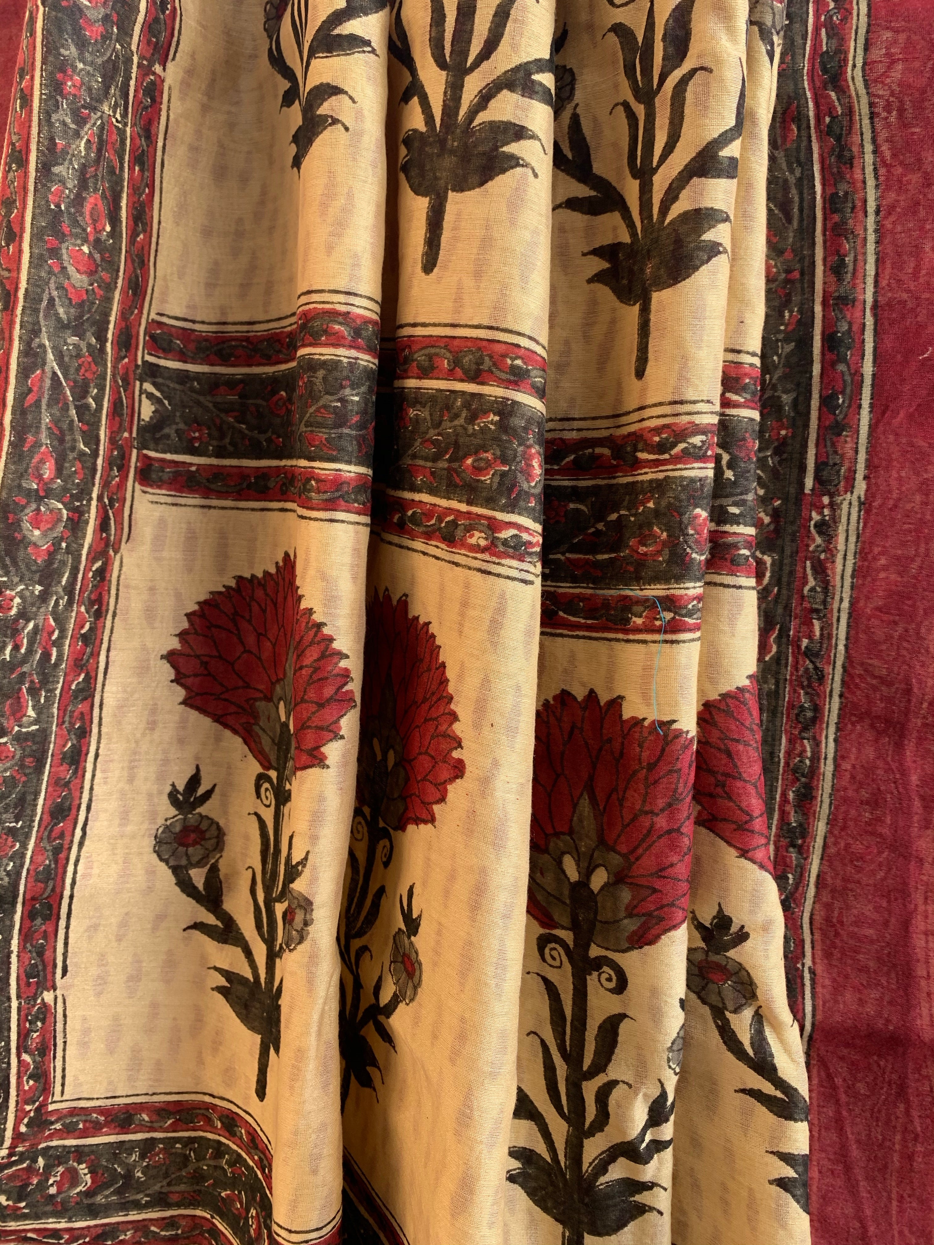 Handblock Printed Chanderi Saree