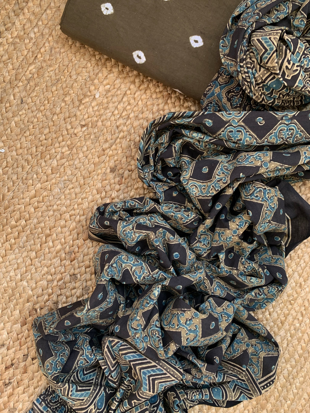 Handcrafted Bandhani Ajrakh Cotton Suit