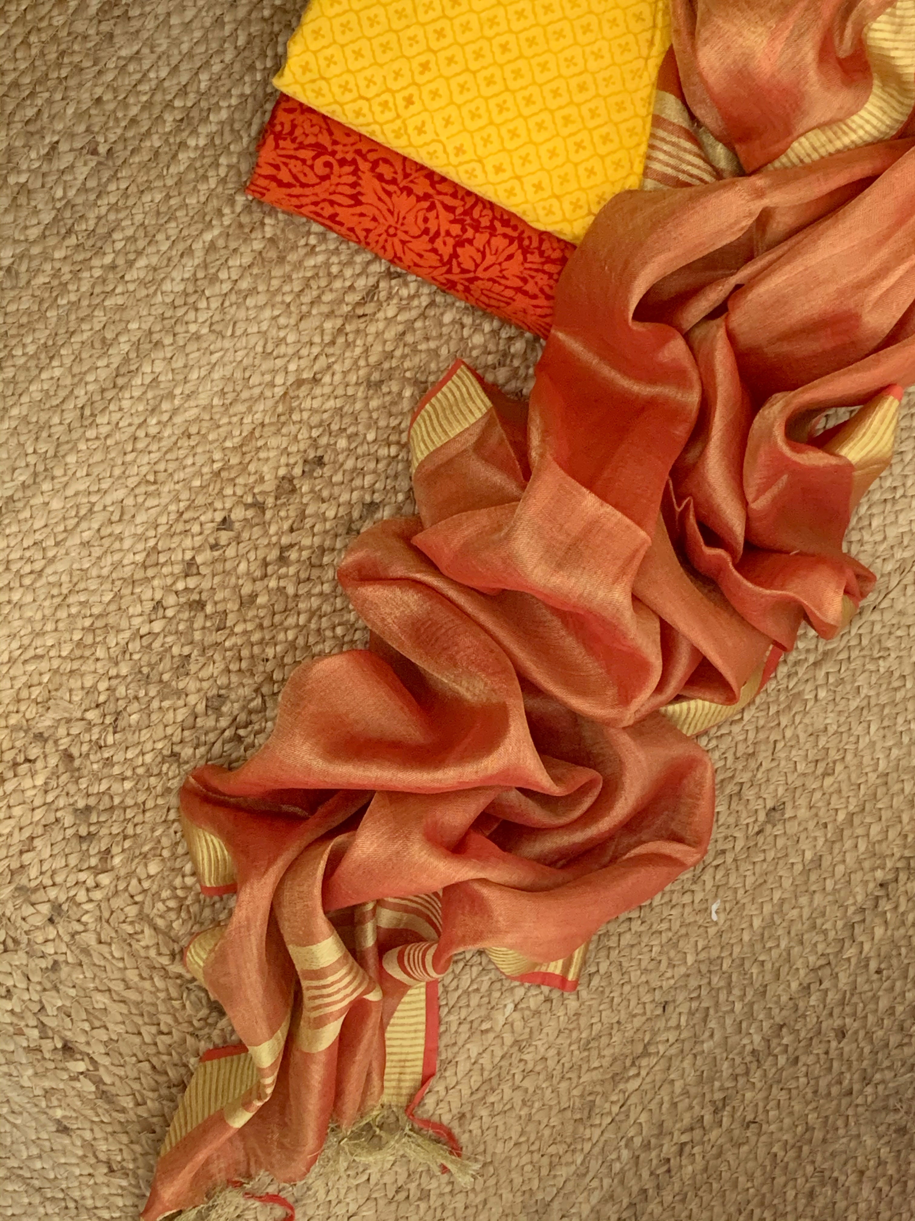 Handcrafted Cotton & Linen Dupatta Suit