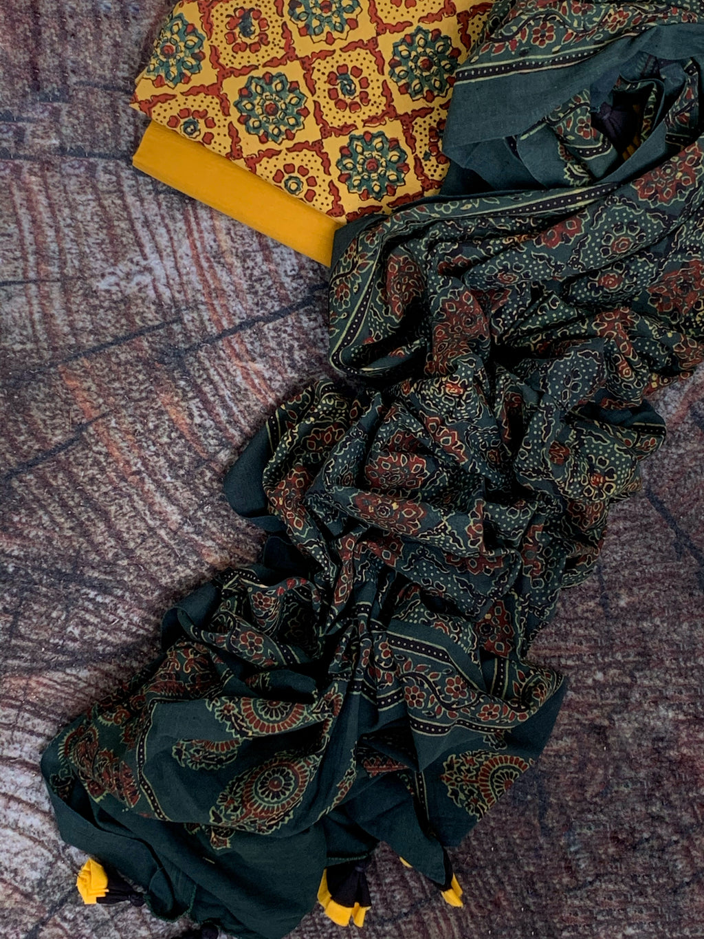 Handblock Ajrakh Cotton Suit