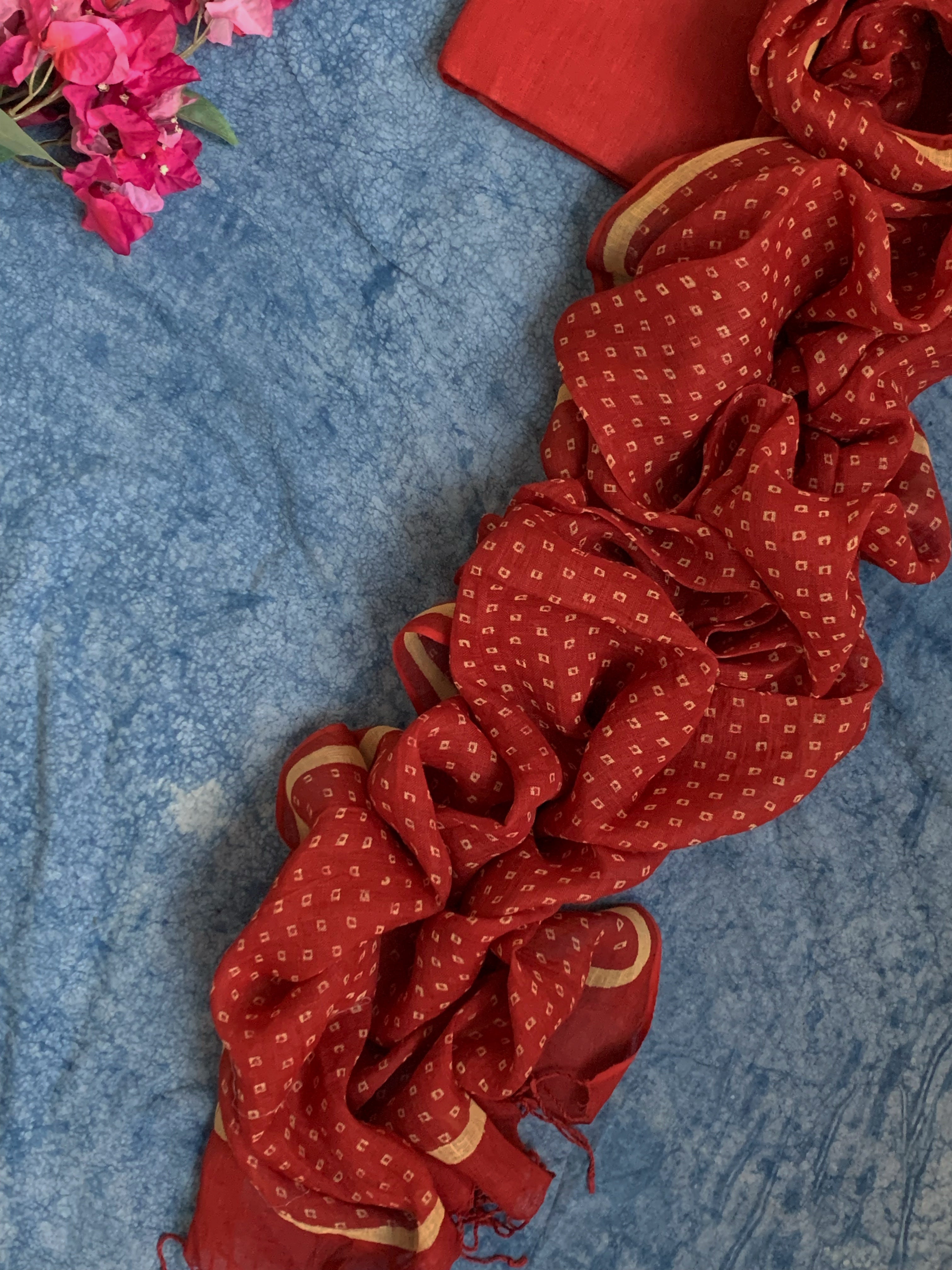 Handcrafted Linen Kurta Dupatta Set