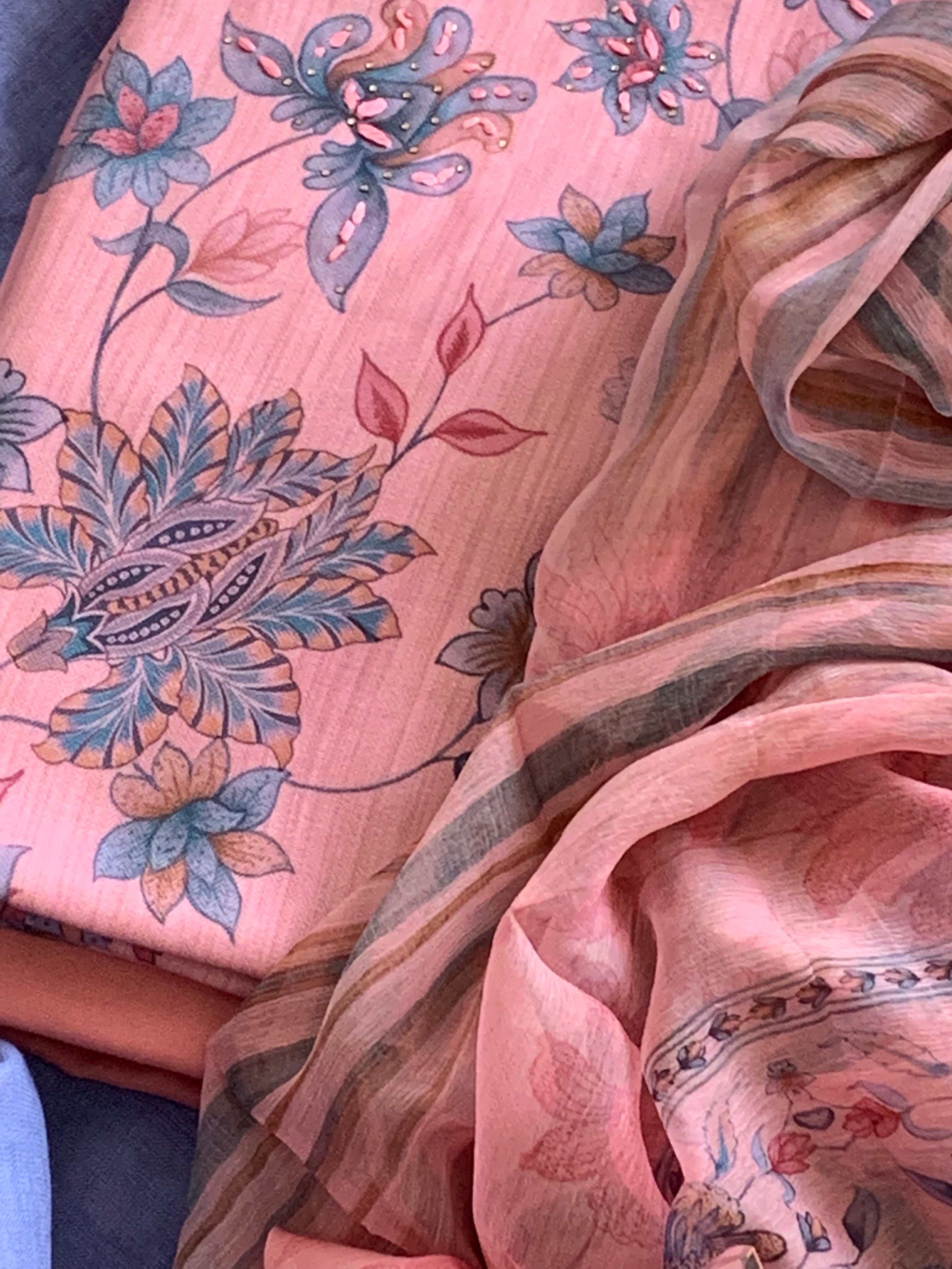 Soft Pink Wool Pashmina Suit