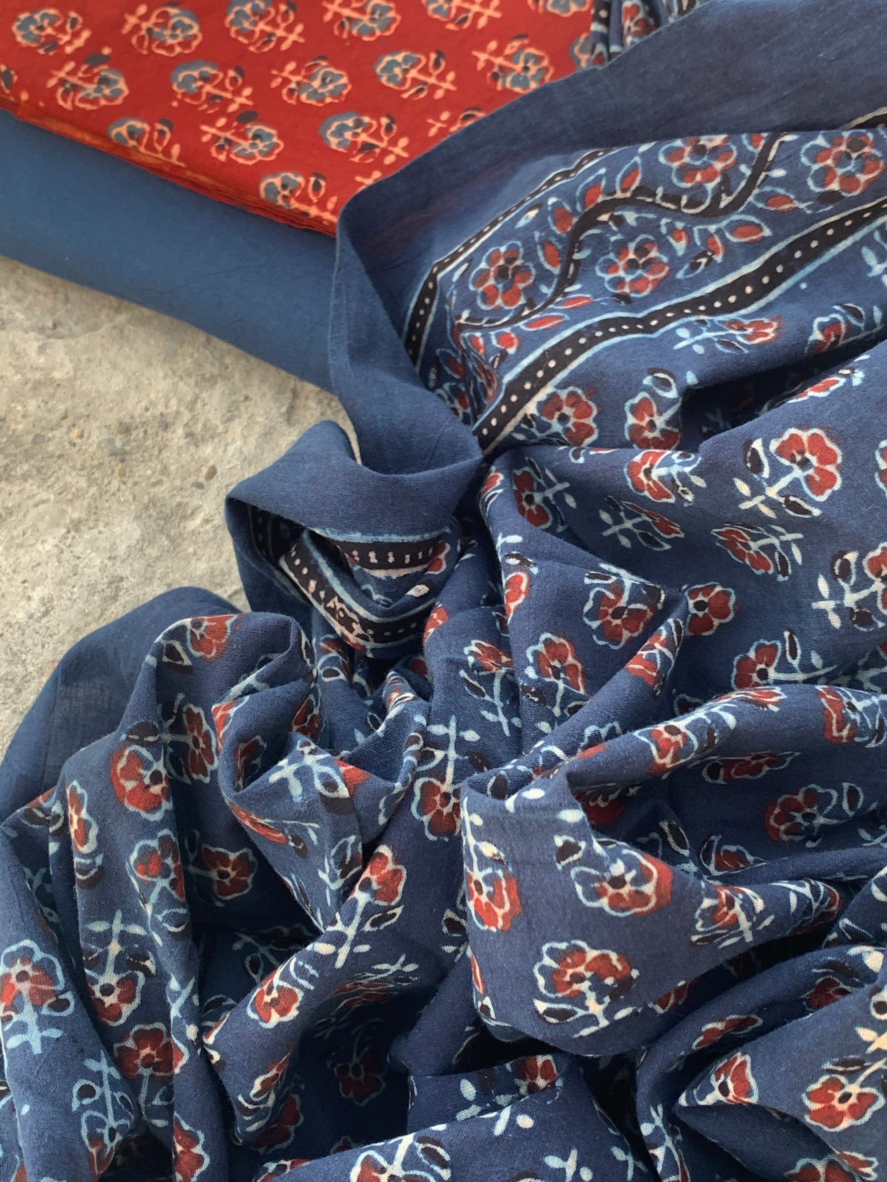 Handblock Ajrakh Cotton Suit