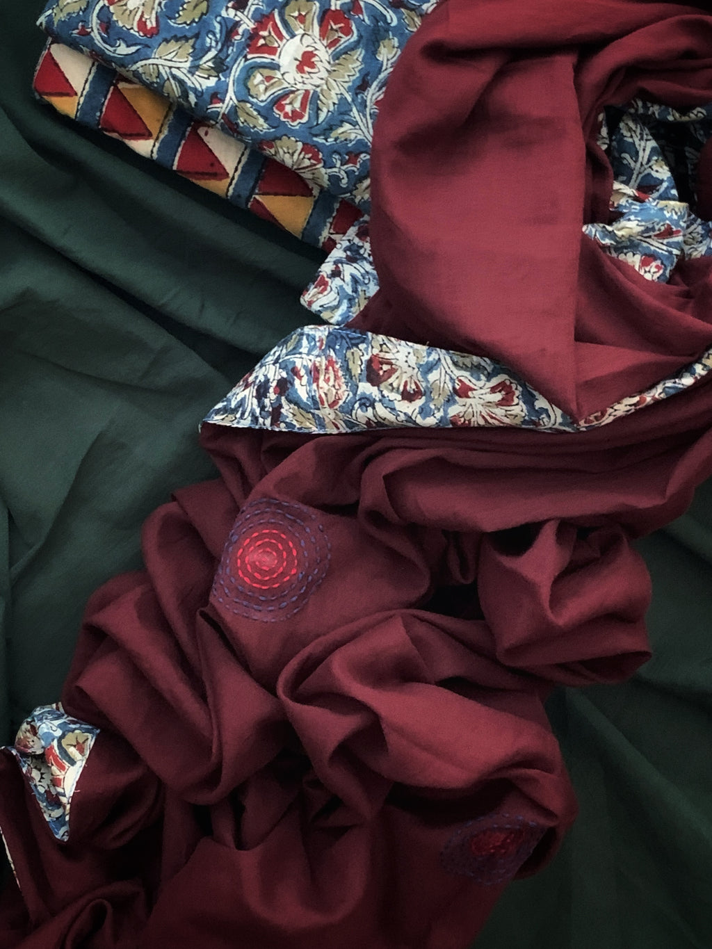 Handblock Kalamkari Cotton Mul Dupatta Suit