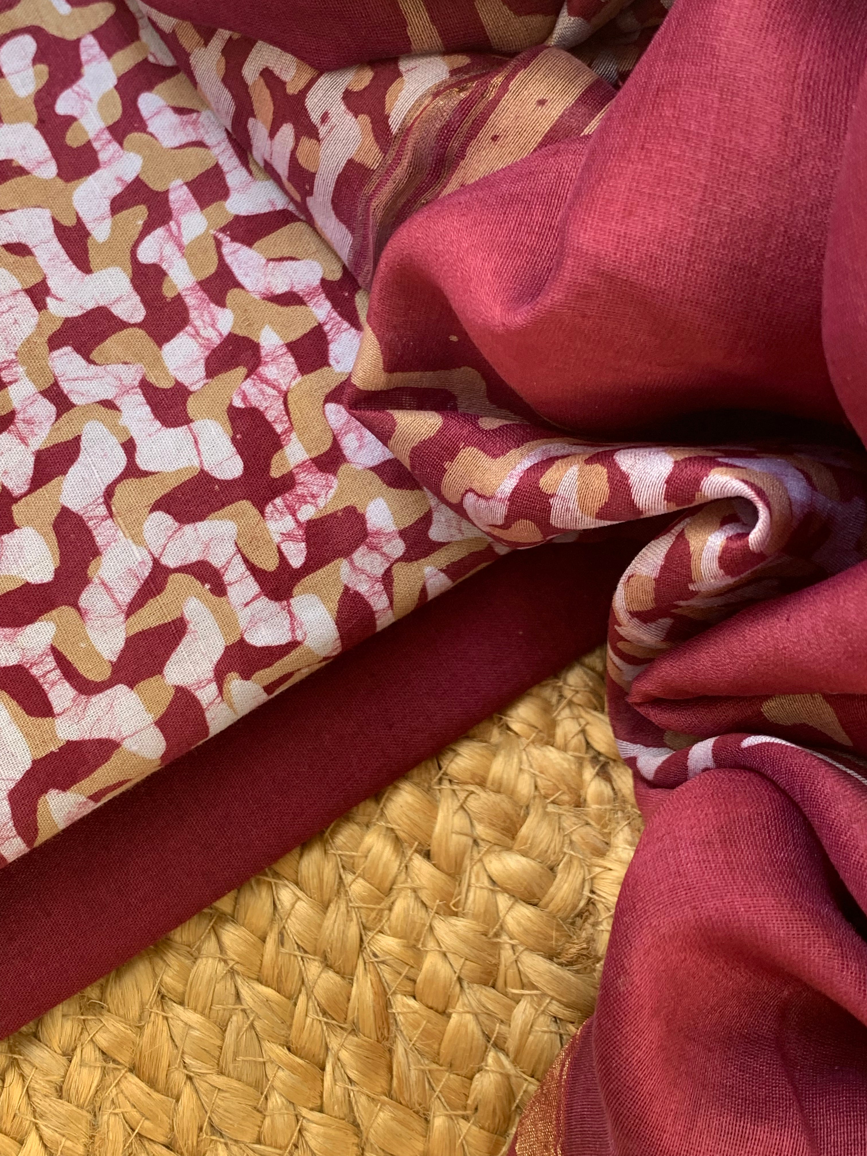 Handblock Batik Cotton Chanderi Suit