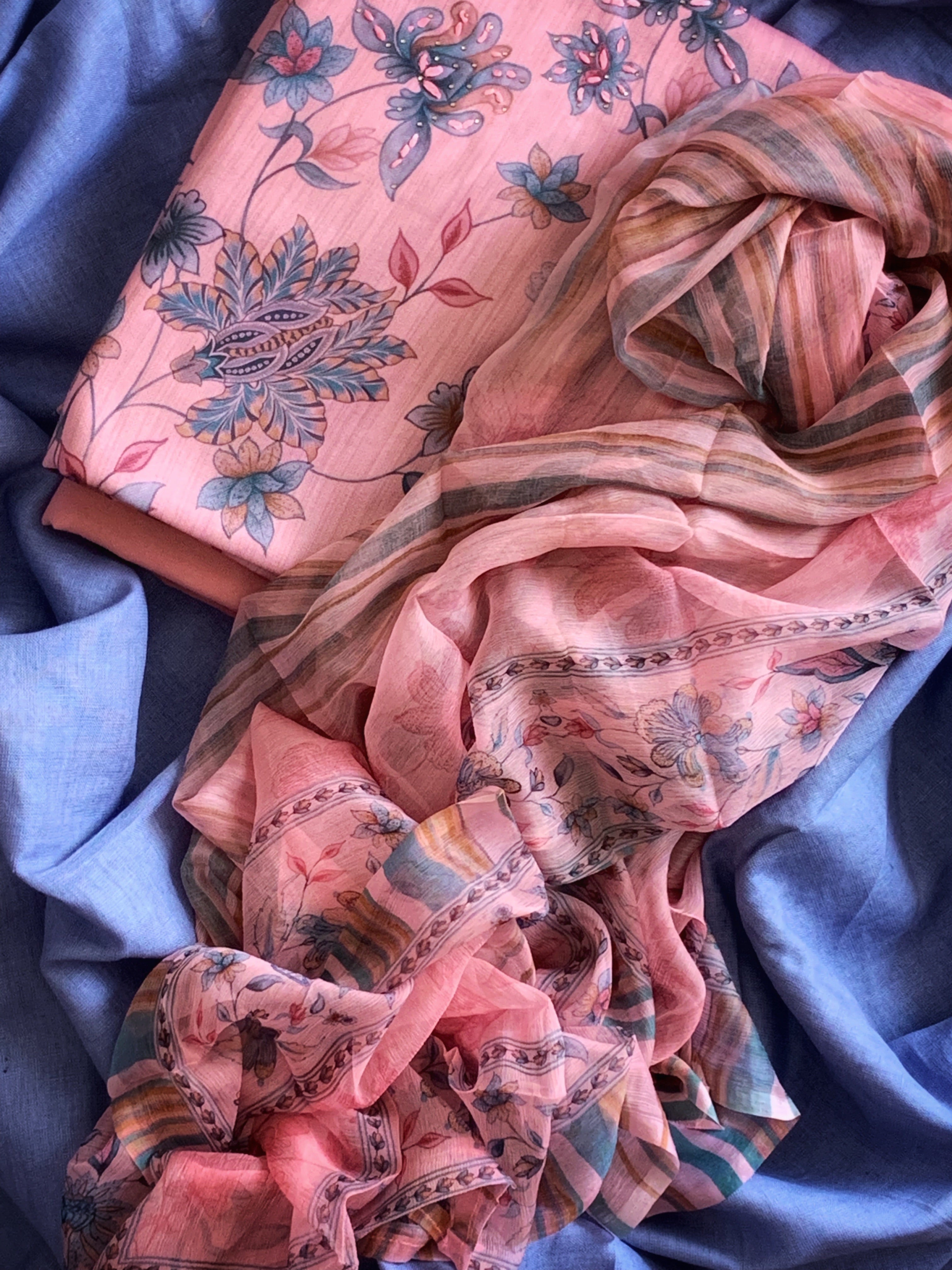 Soft Pink Wool Pashmina Suit