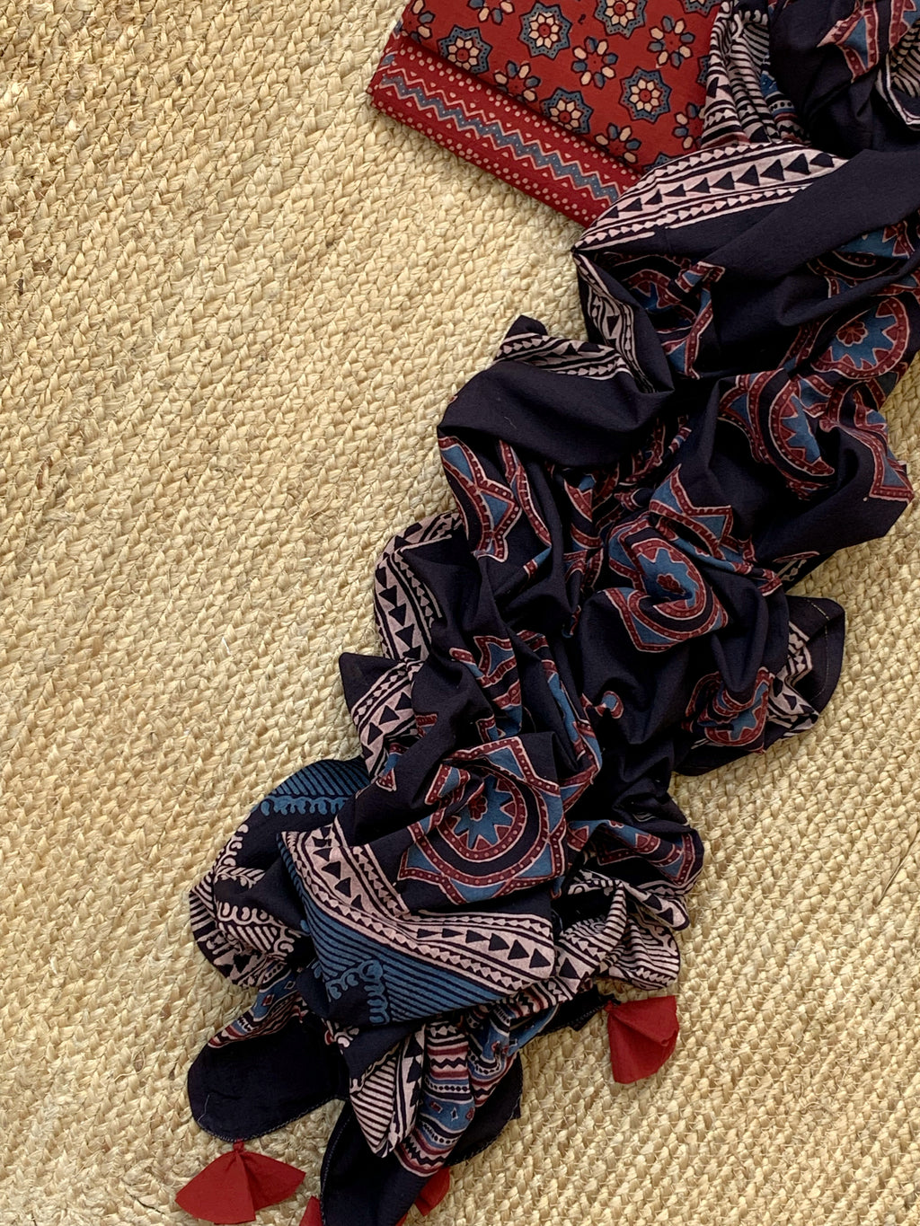 Natural Dyes Handblock Ajrakh Cotton Suit