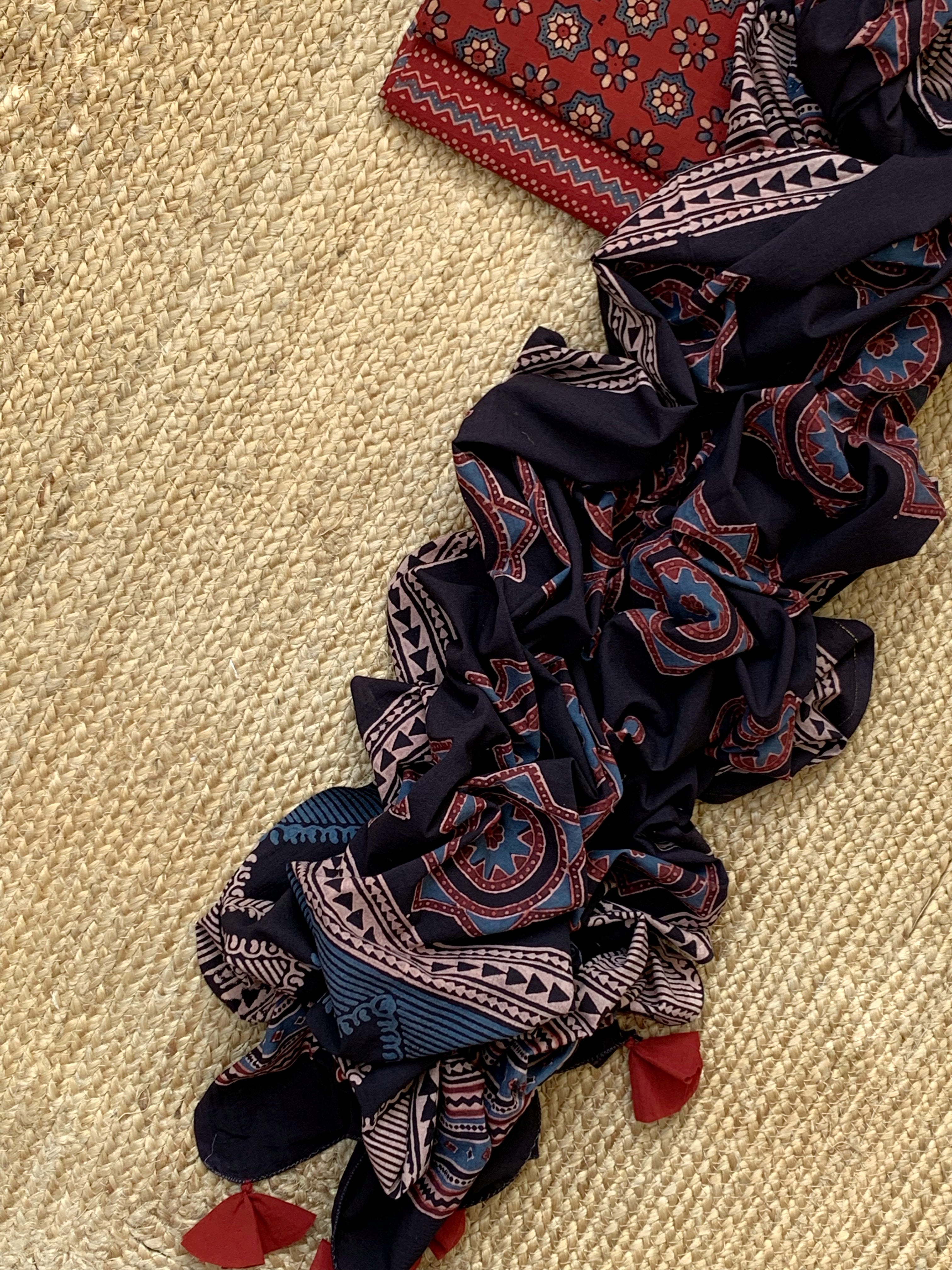 Natural Dyes Handblock Ajrakh Cotton Suit