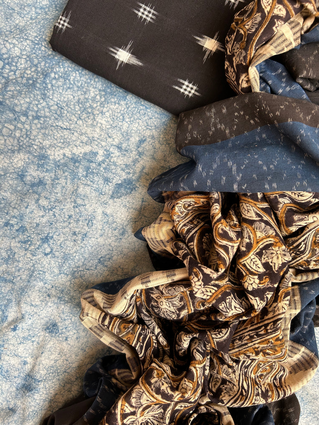 Handwoven Handcrafted Double Ikat Kalamkari Kurta Dupatta Set