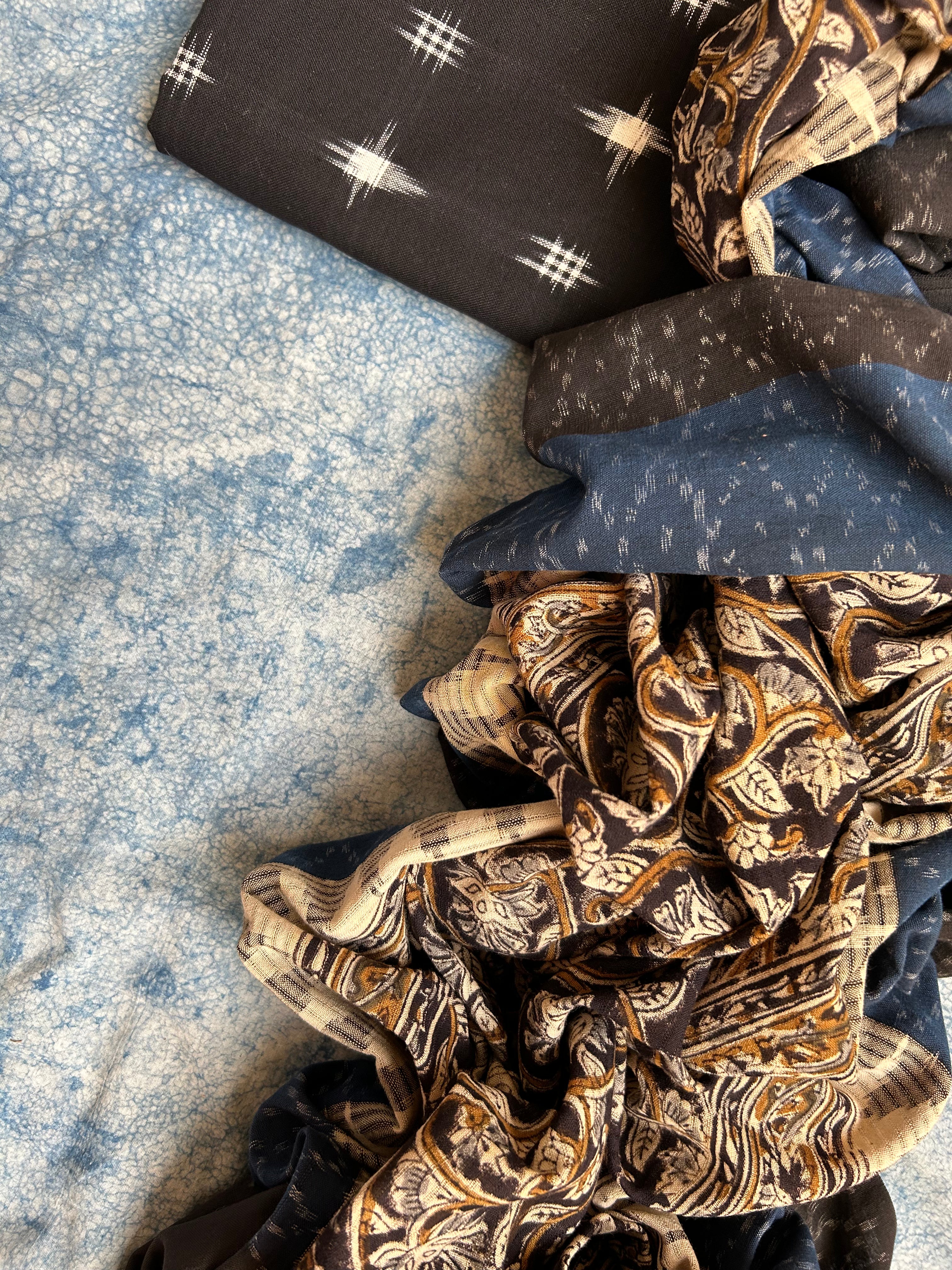 Handwoven Handcrafted Double Ikat Kalamkari Kurta Dupatta Set
