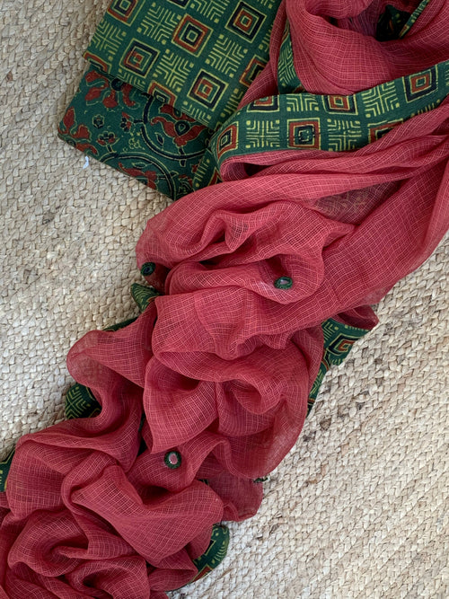 Handblock Ajrakh Cotton Kota Suit