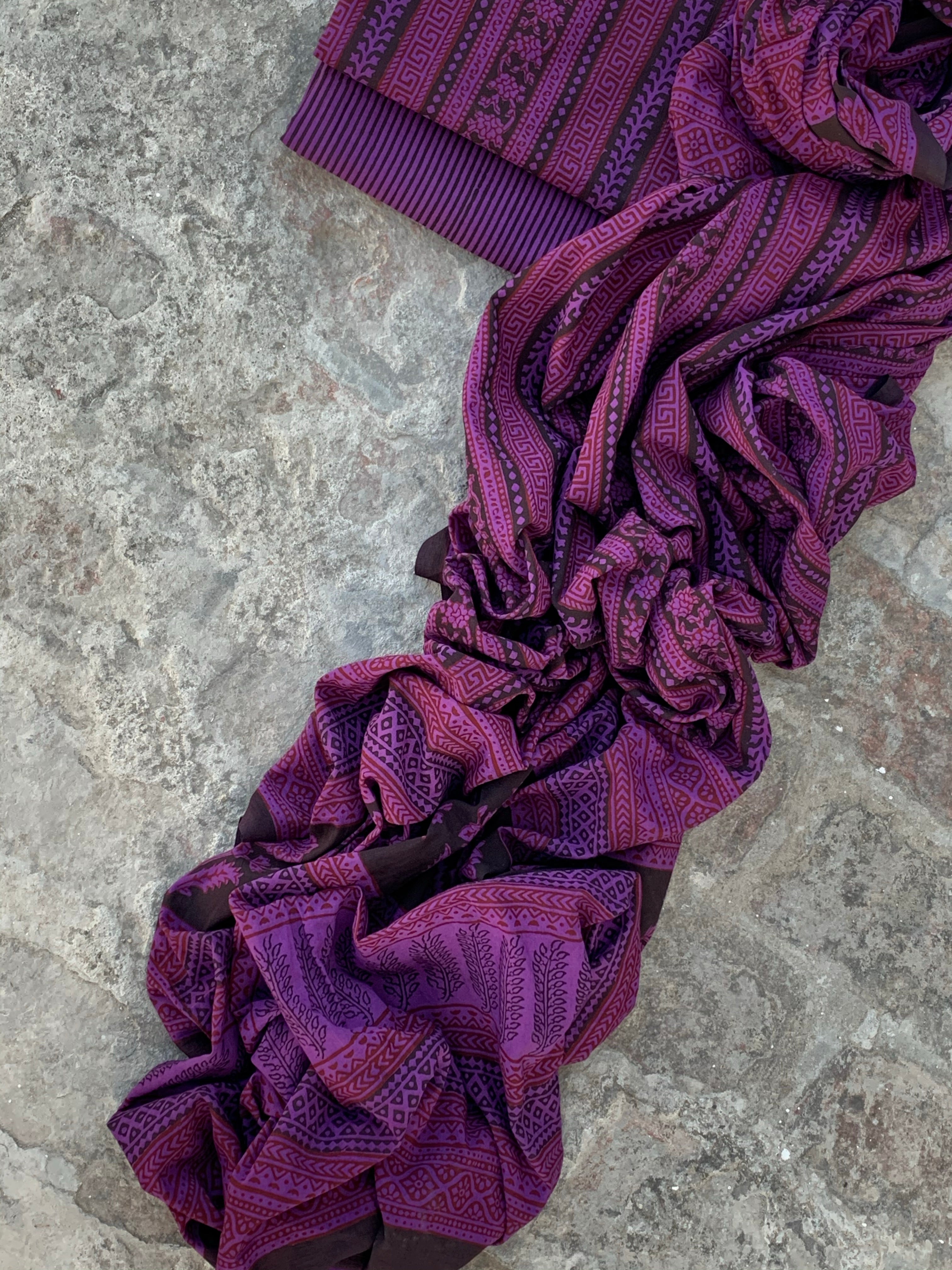 Natural Dyed Bagh Handblock Cotton Suit
