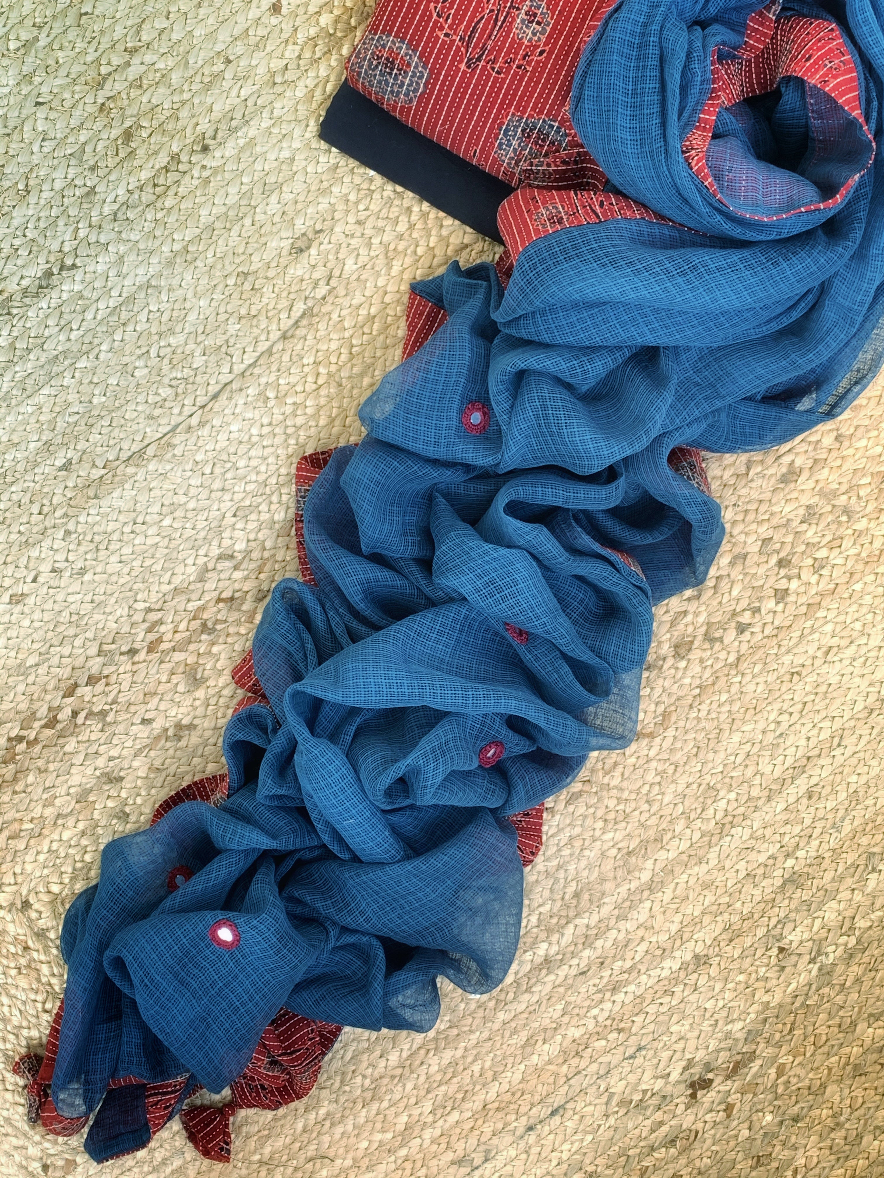 Handblock Ajrakh Cotton Kota Suit