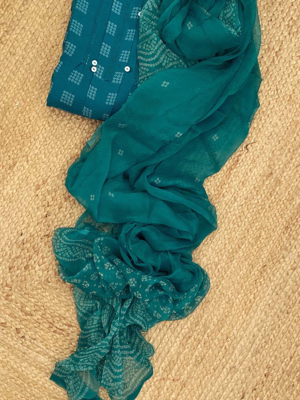Teal Blue Wool Pashmina Suit